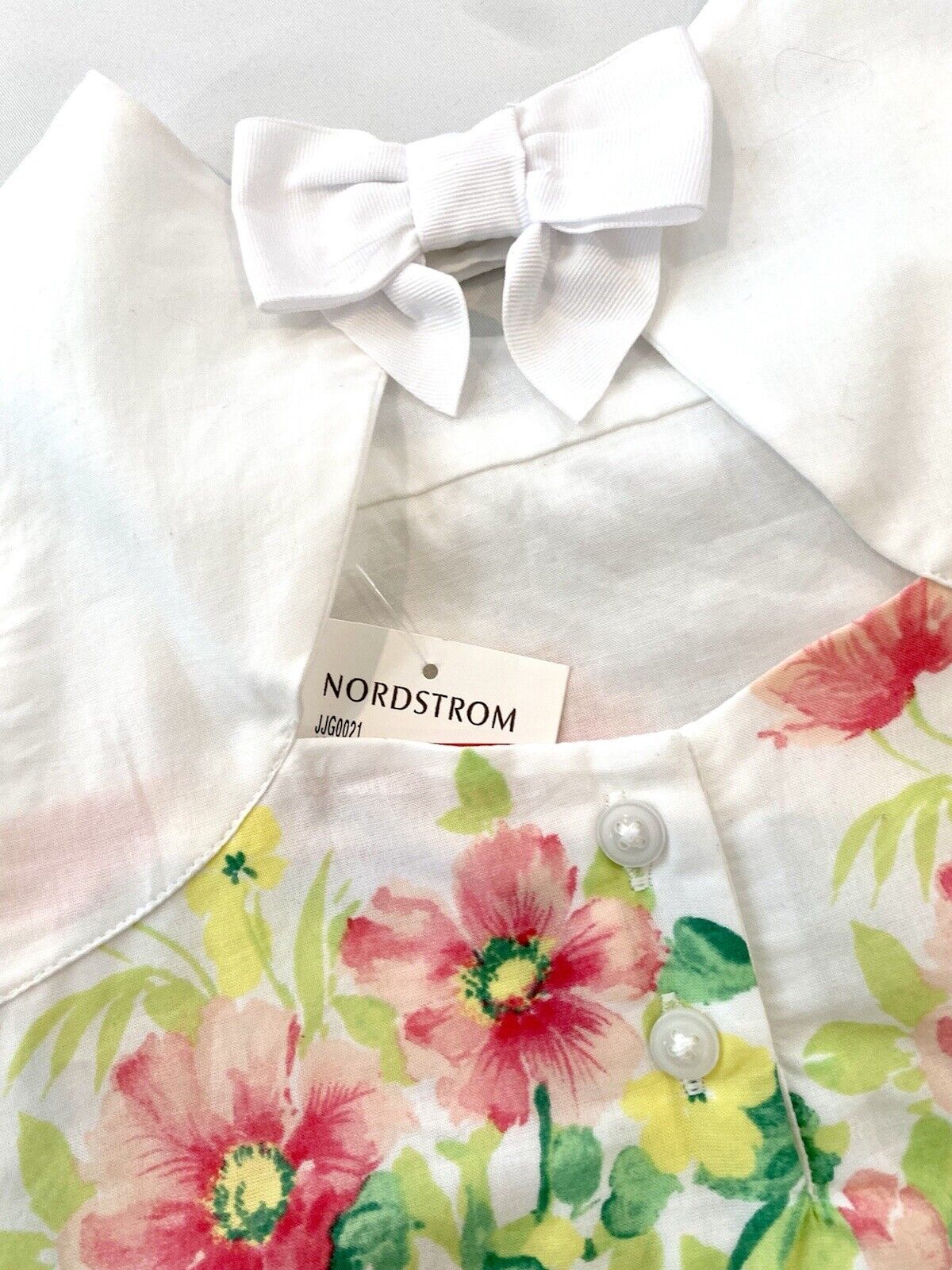 Janie And Jack White Floral Top 12-18 M NWT $29 Keyhole Back Bow