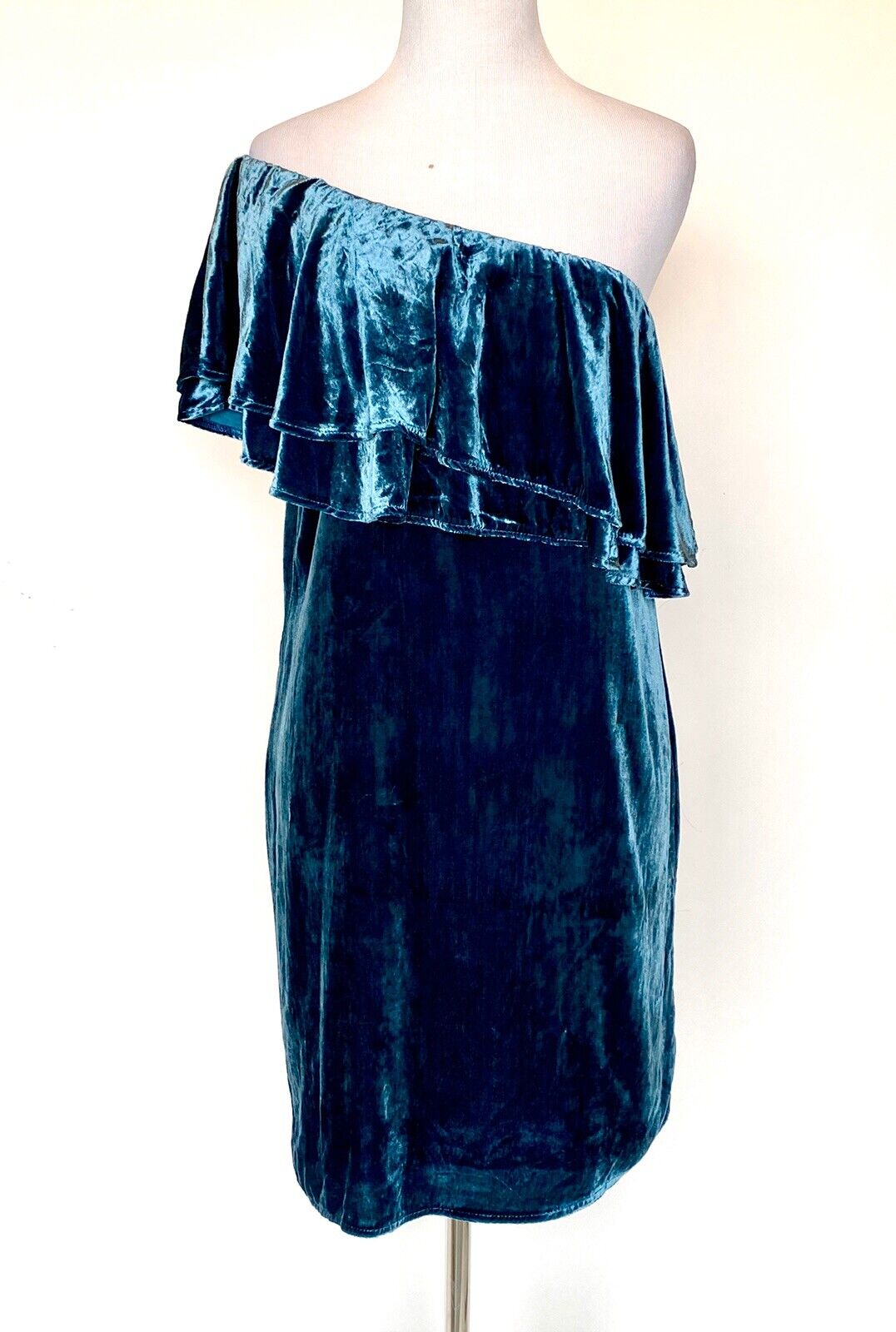 Teal One-Shoulder Velvet Dress Retail $129 Size XS  Price $32 NEW