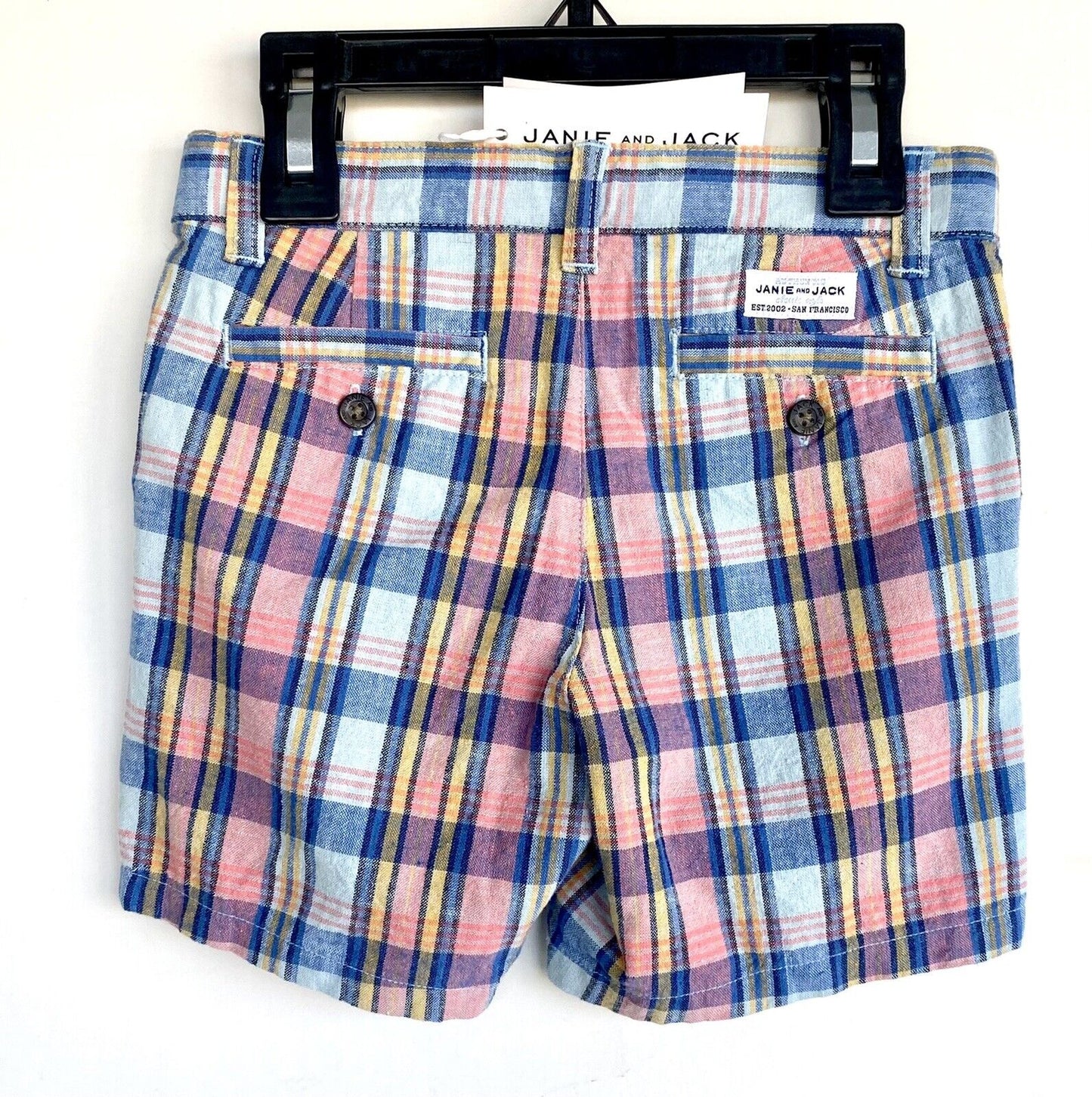 Janie And Jack Blue Coral Check Linen Mix Shorts Age 2 NWT Retail $39 Price $29