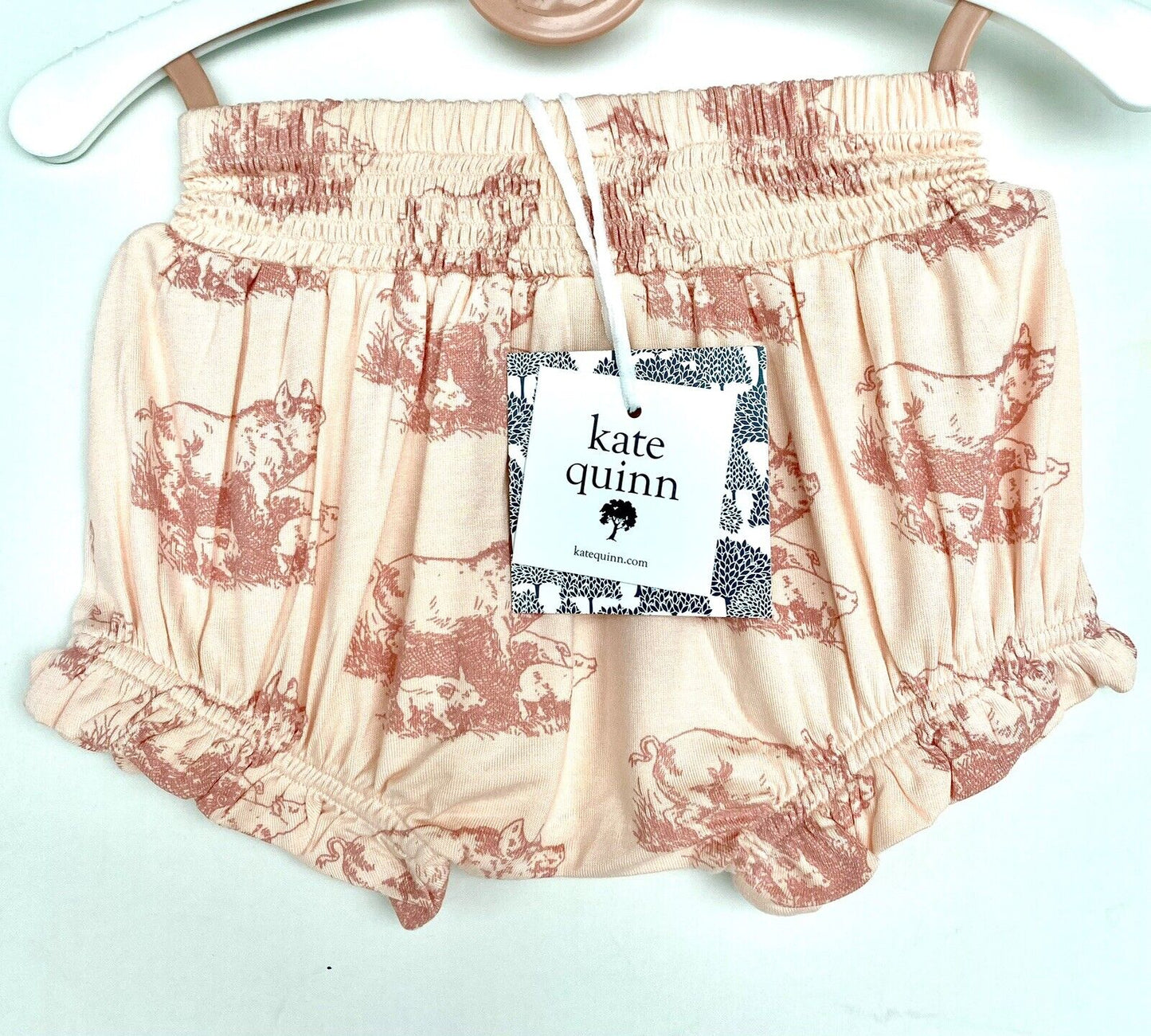 Kate Quinn Bamboo Smocked Shirred Waist Ruffle Bloomer Price $32 3-6M Piggies