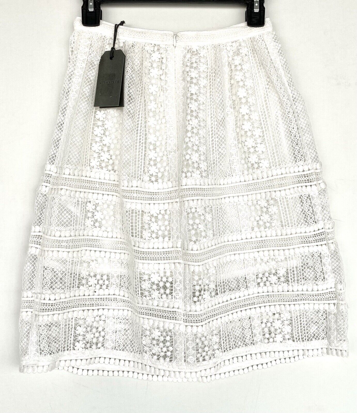 AllSaints Rowan Chalk Crochet Lace Skirt NWT Size 6 Retails $268 Price $119 NWT