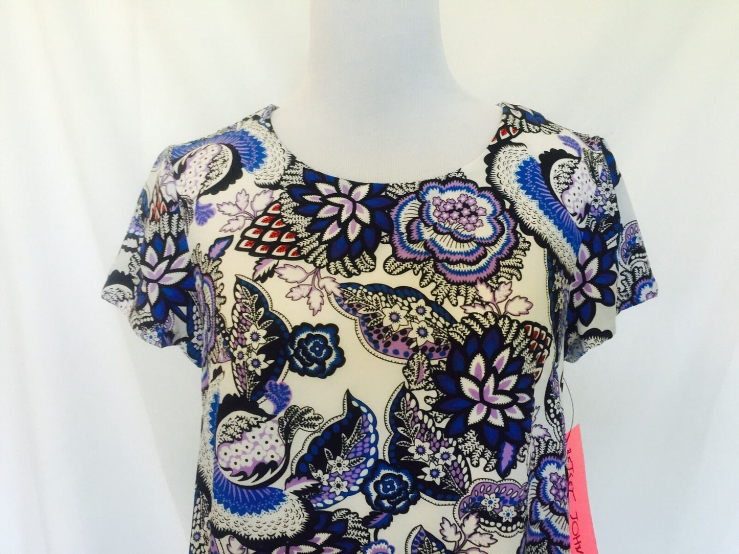 Betsey Johnson Flowered Print Blue & Red Dress Size 2 NWT Retail $148 Price $58