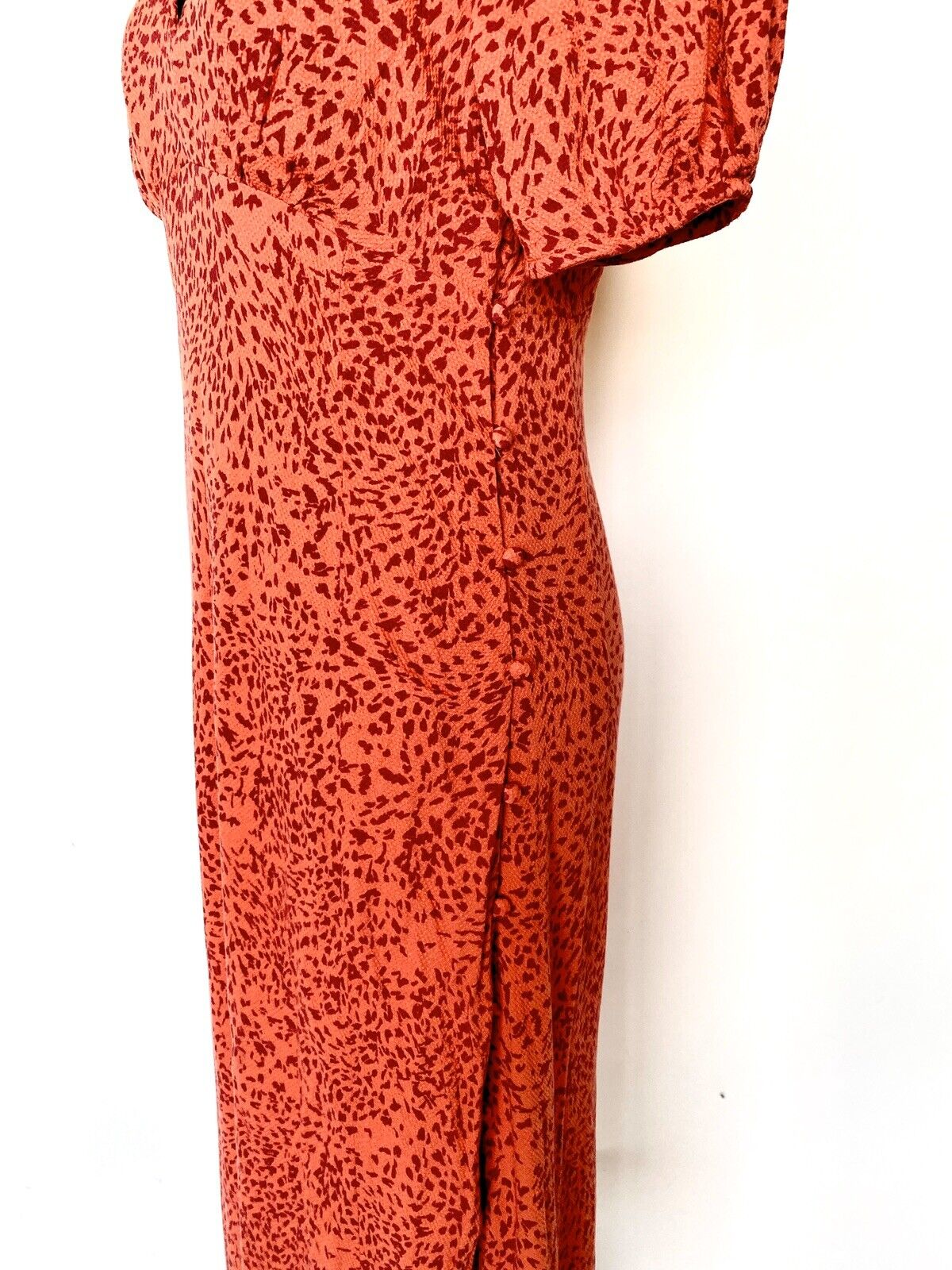 Free People Flame Red Boho Midi Dress Leopard Sz 0 Retail $168 Price $89 NWT