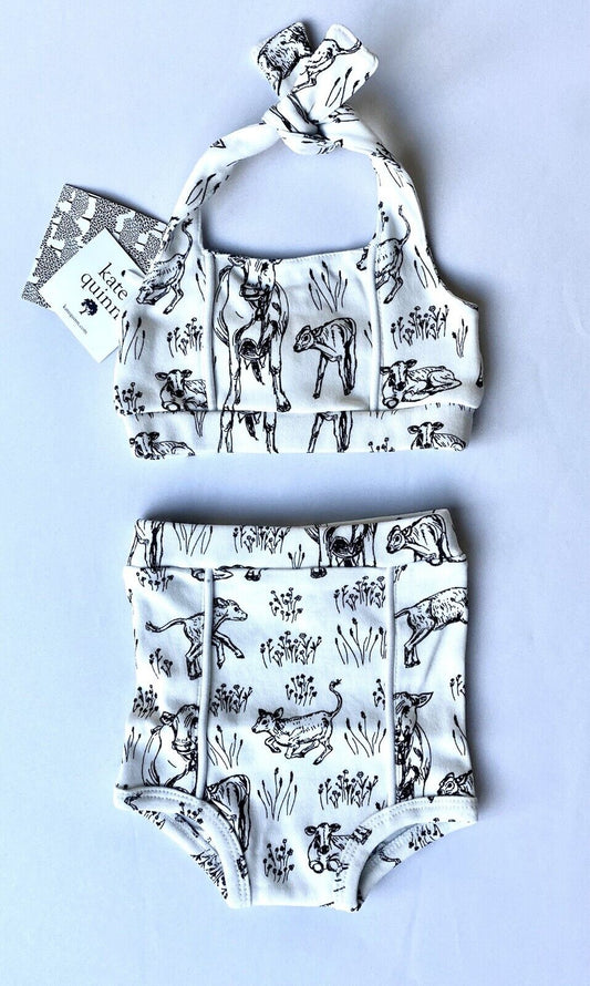 Kate Quinn Organic Cotton Retro Halter Sunsuit Piped Retail $42 Price $32 0-3 M