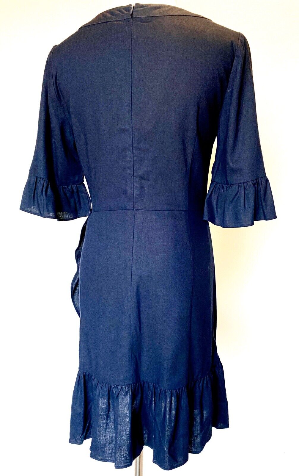 Le Gali Ruffle Wrap Front Linen Mix Dress Size S Retail $139 Price $38 NWT