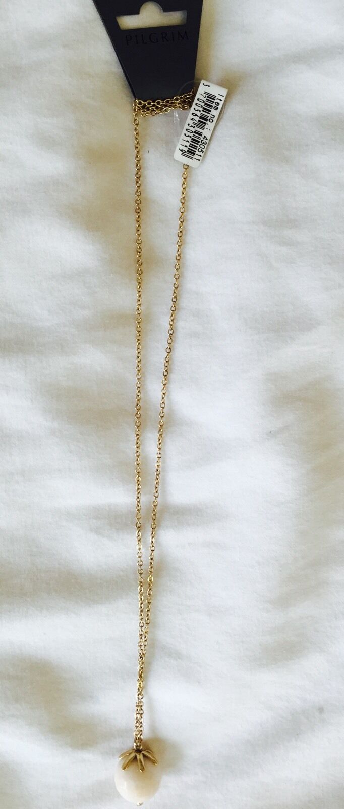 Pilgrim Skanderborg Genuine Quartz Necklace. Gold Plated Chain NWT Price $13