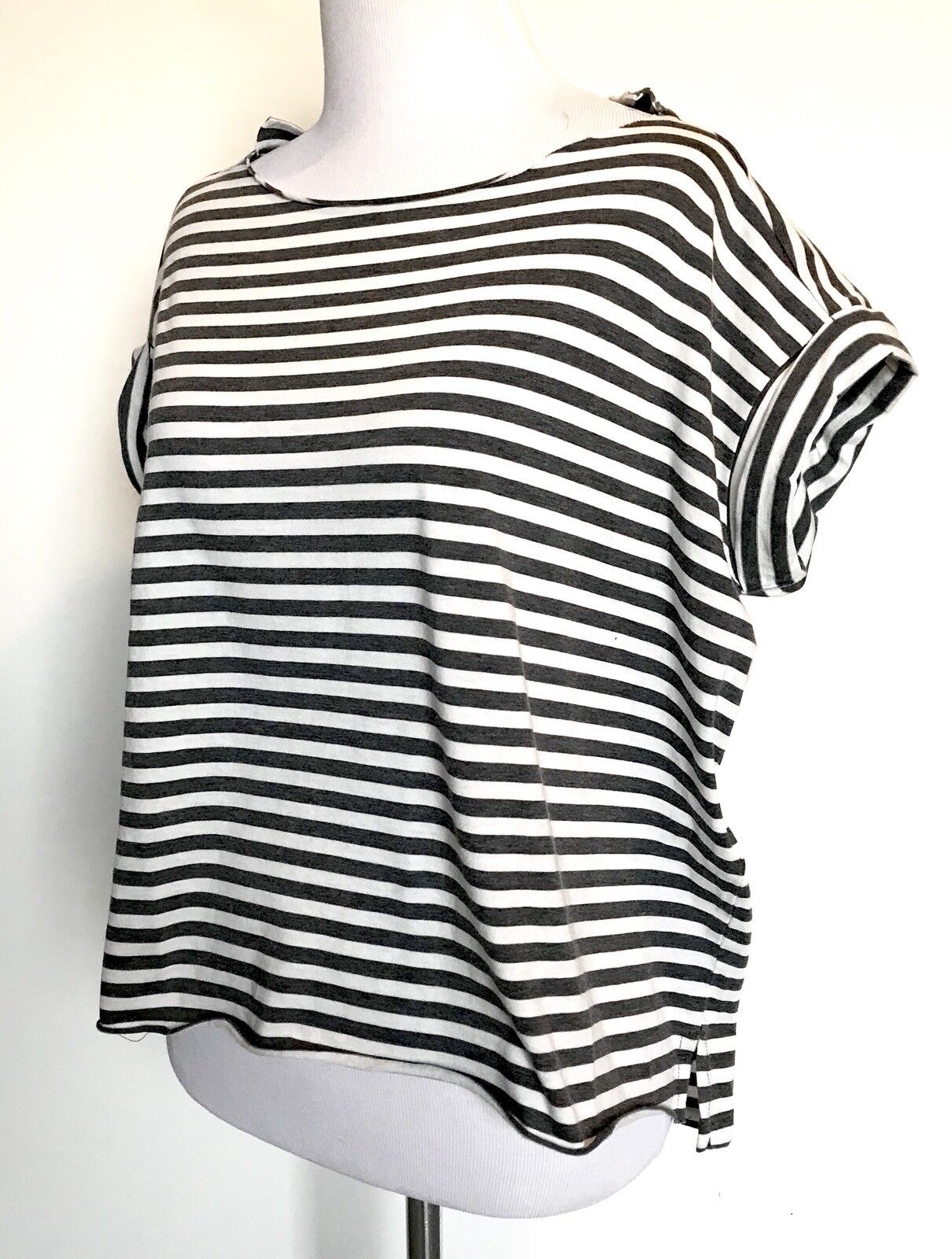 AllSaints Pina Stripe Slouch Top NWT Retail $65 Price $55 Size XS Black/ Chalk