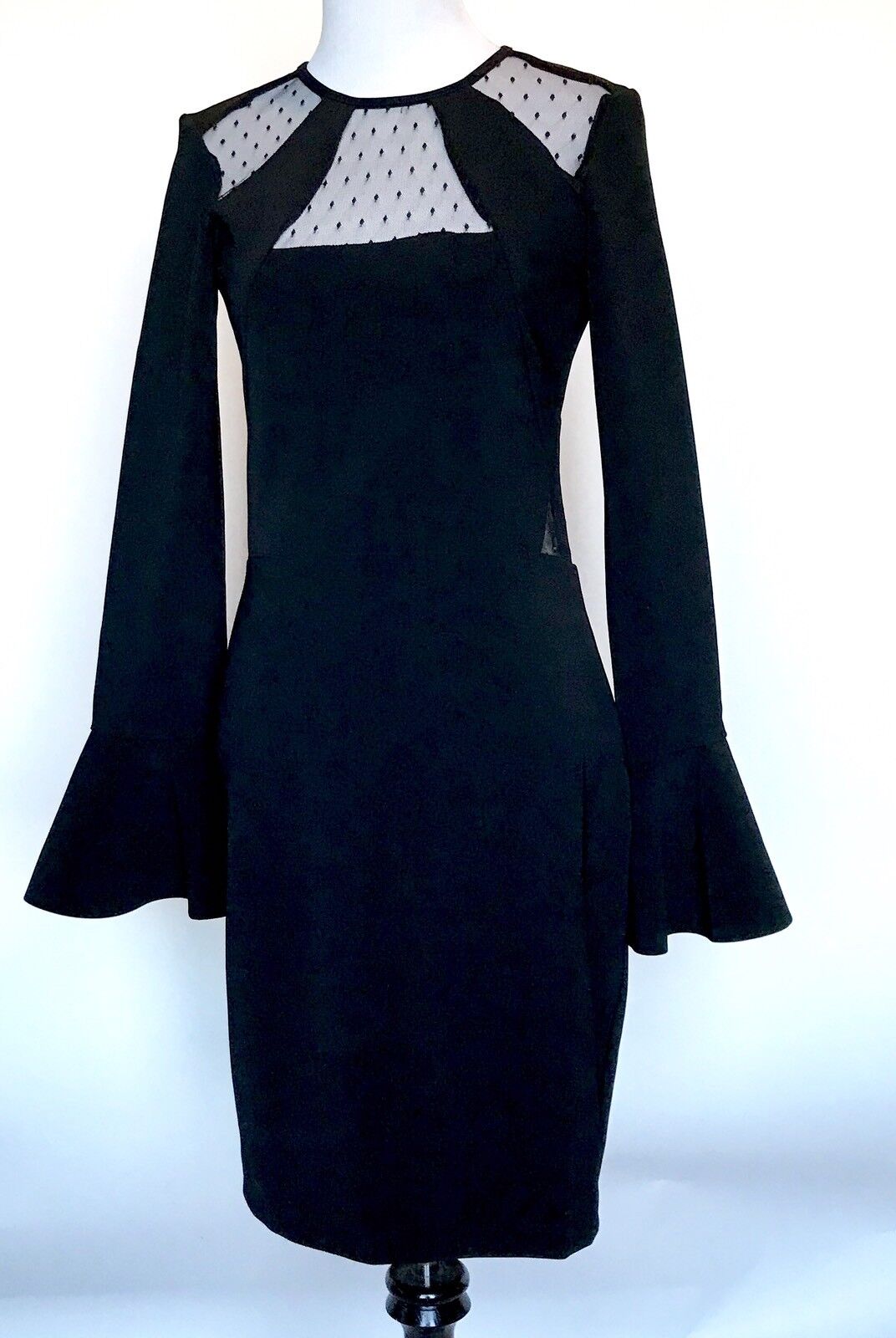 Parker Black Fitted Dress Net Cutouts. NWT Size S. Retails $325 Price $149