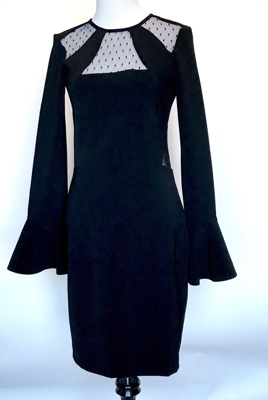 Parker Black Fitted Dress Net Cutouts. NWT Size S. Retails $325 Price $149