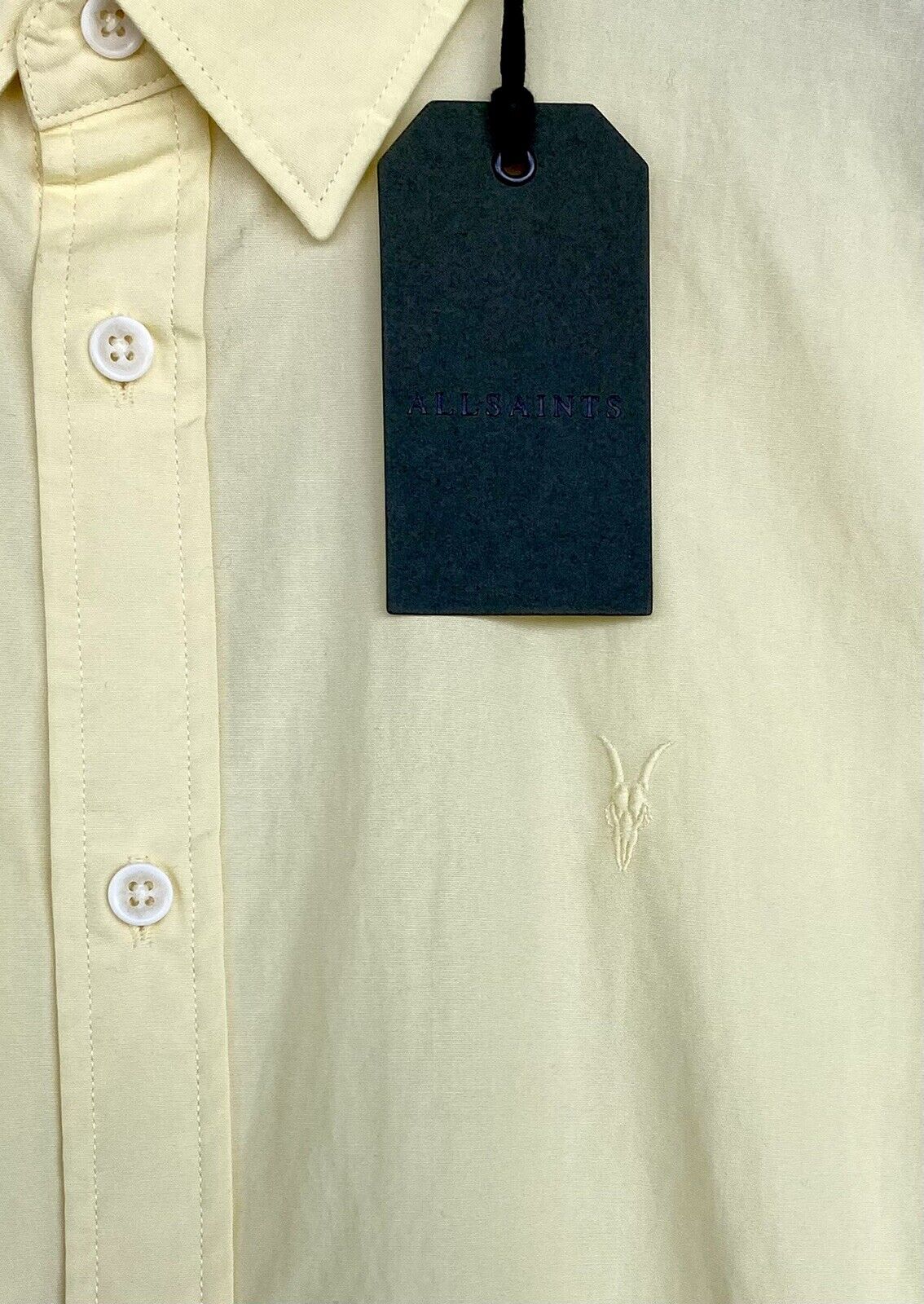 AllSaints Riviera SS Shirt Retail $80 Price $49 NEW Sherbet Yellow Small