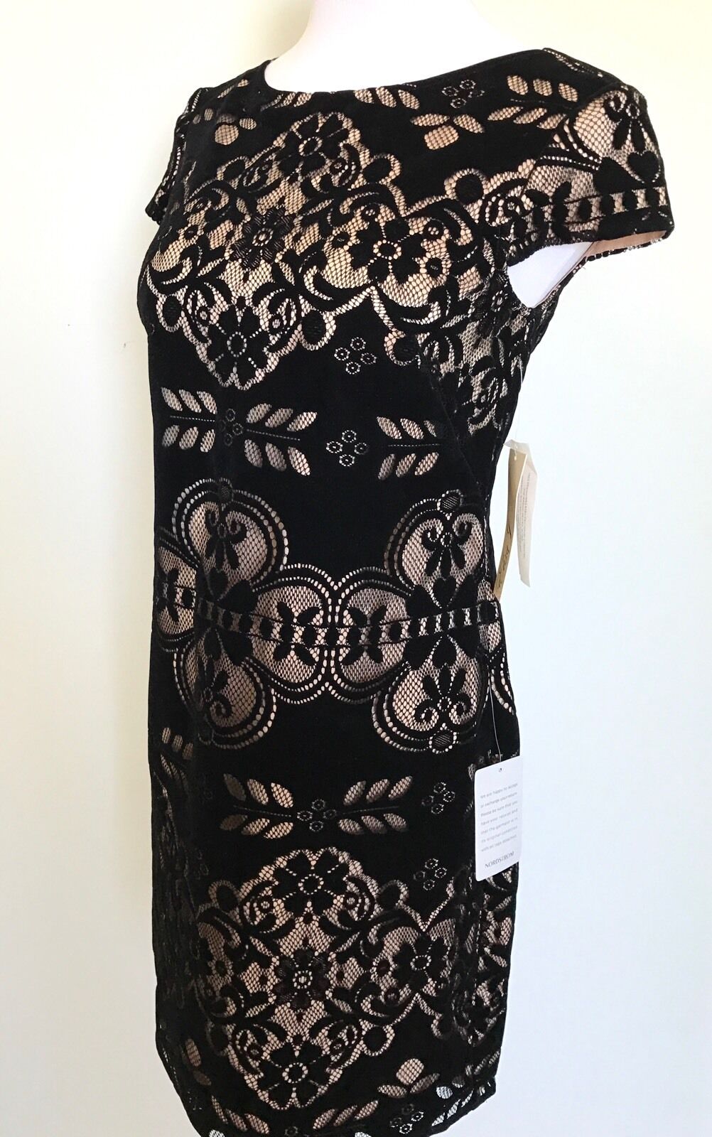 Eliza J Black Velvet & Lace Dress Nude Slip NWT Retails $138 Price $69 Size 6P