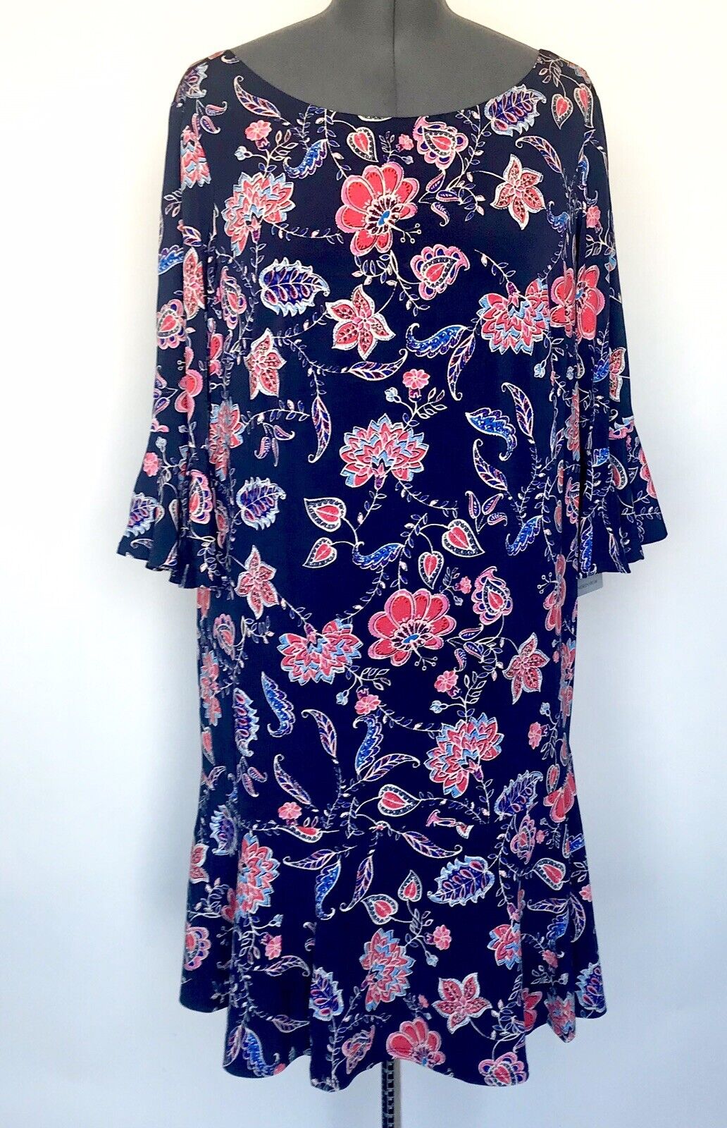 Eliza J Bell Sleeve Scoop Back Floral Dress Retail $128 Price $64 20W NWT