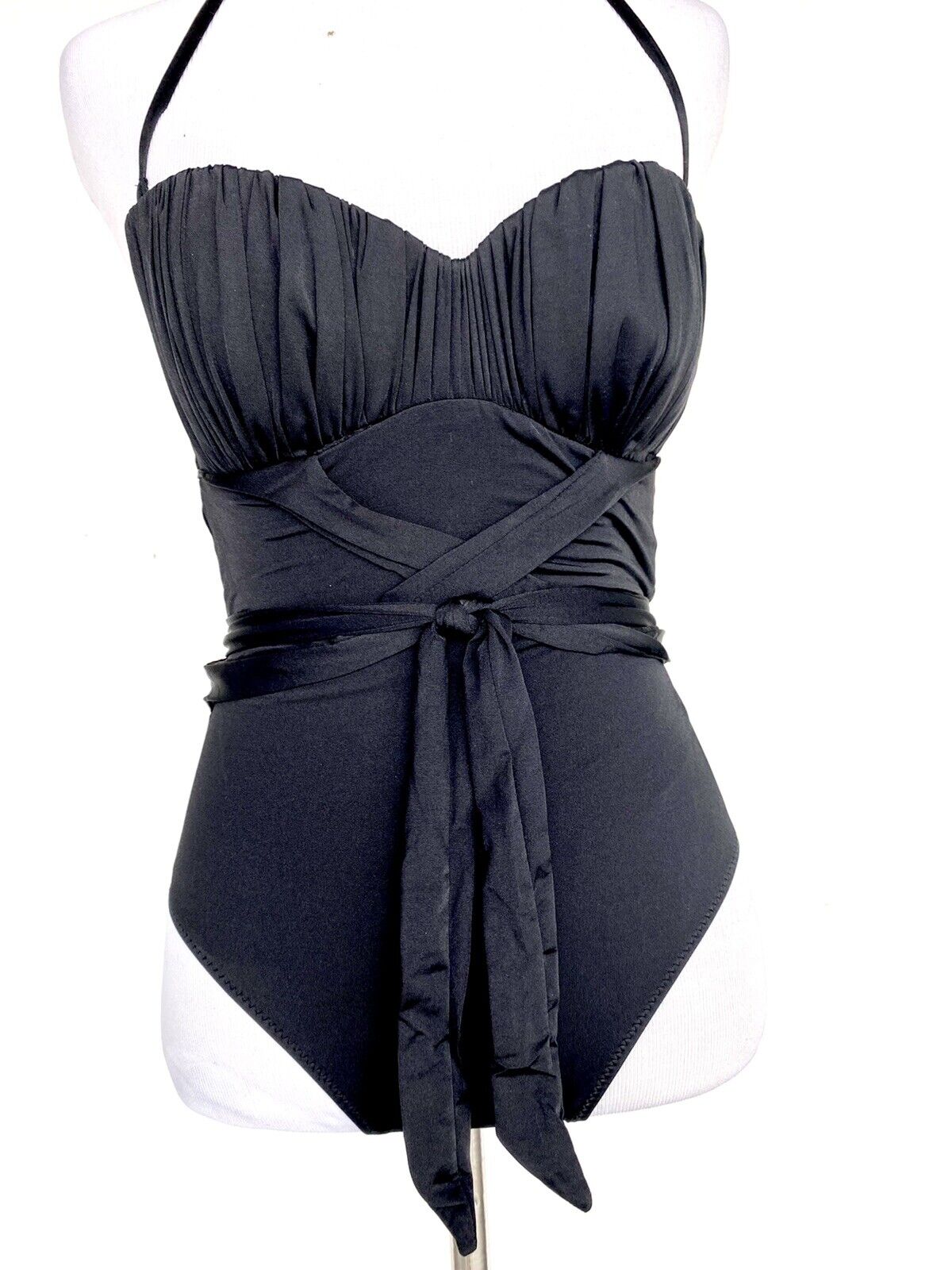 DEREK LAM 10 CROSBY Crossover Body Black swimsuit Retail $273 Price $84 XS