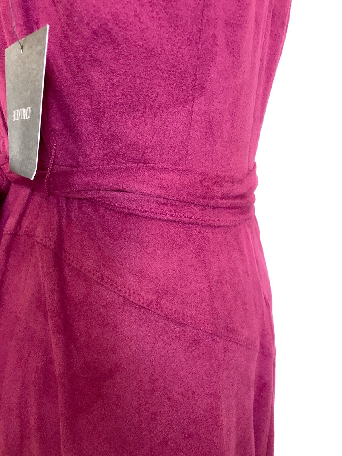 Ellen Tracy Faux Suede Dark Pink Wrap Dress. NWT Size 2 Retail $128 Price $39