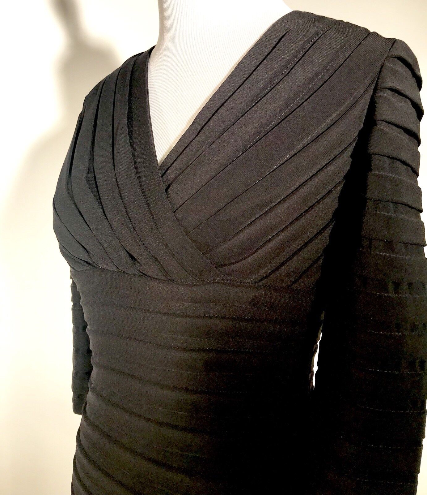 Adrianna Papell Black Banded Stretch Dress NWT Size 0P Price $76