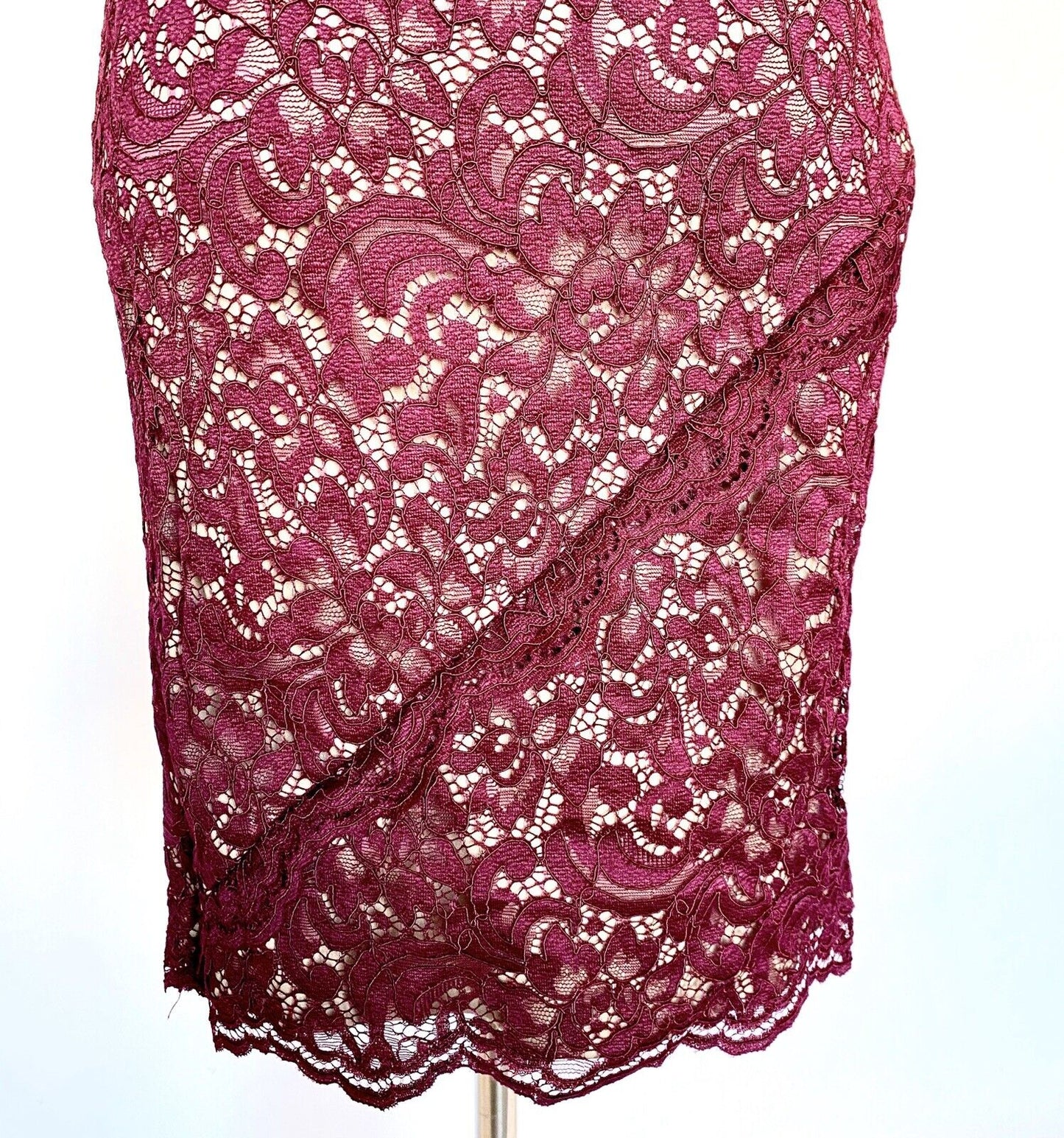 LAUREN RALPH LAUREN  Maroon / Purple Lace Dress 0P Retail $180 Price $49 NWT