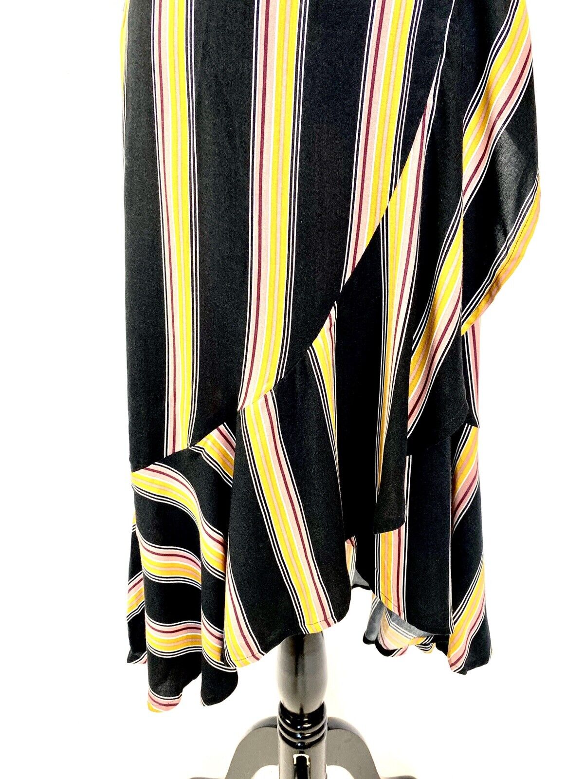 BAND OF GYPSIES Striped Ruffle Faux Wrap Dress NWT Retail $98 Price $39 XS
