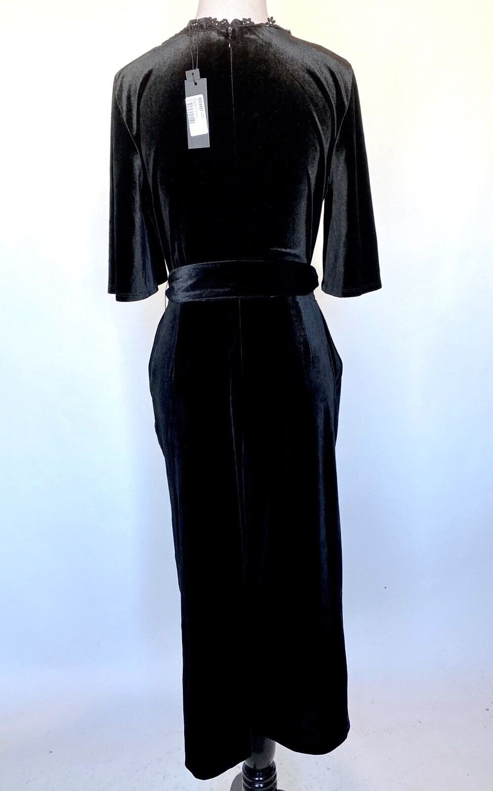 Black Velvet Crochet Trim Jumpsuit XS Retail $199 Price $69 NWT