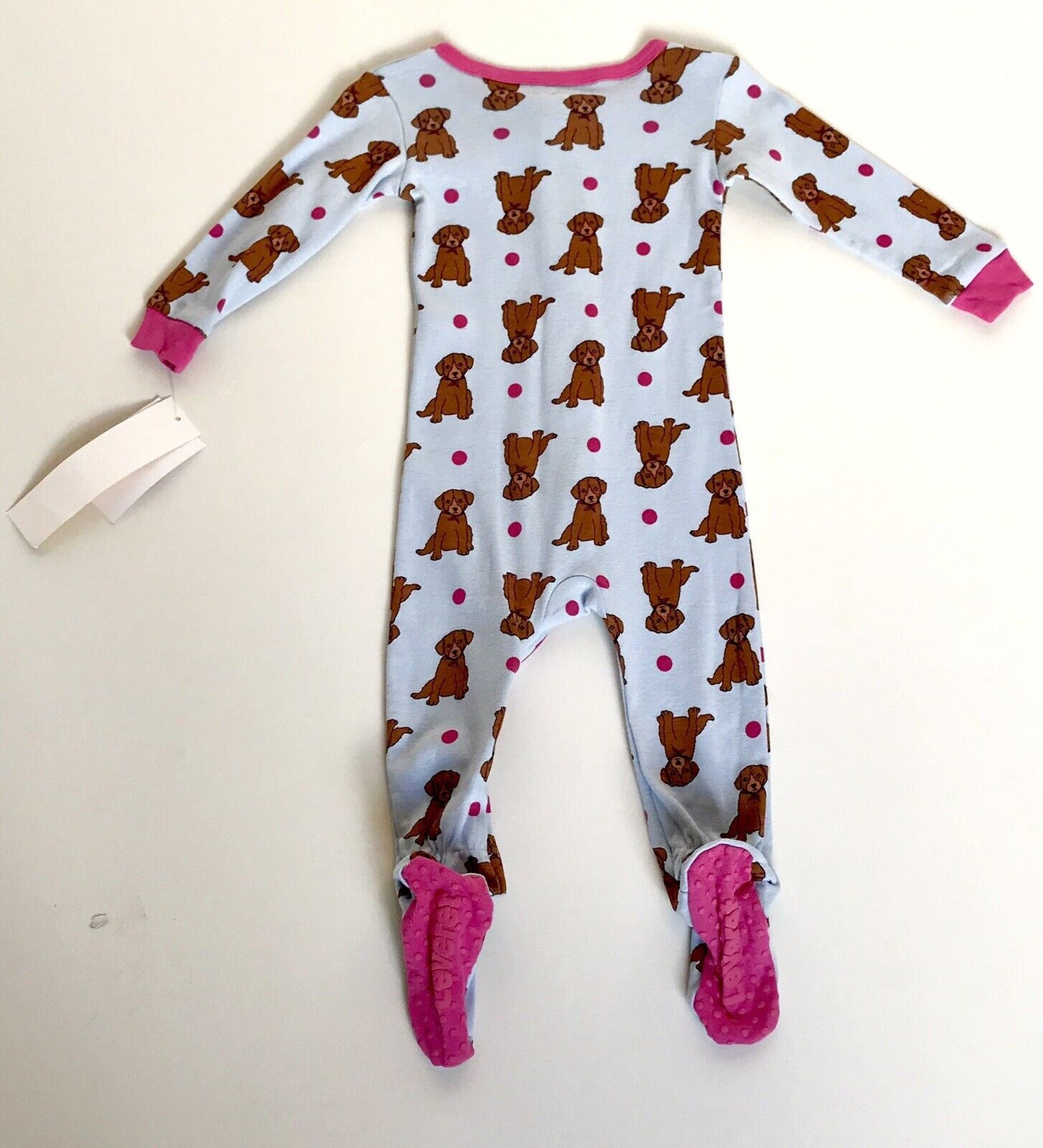 Leveret Baby Girls Pink & Blue Footed Puppy Sleepsuit 6-12 M Price $16 NWT