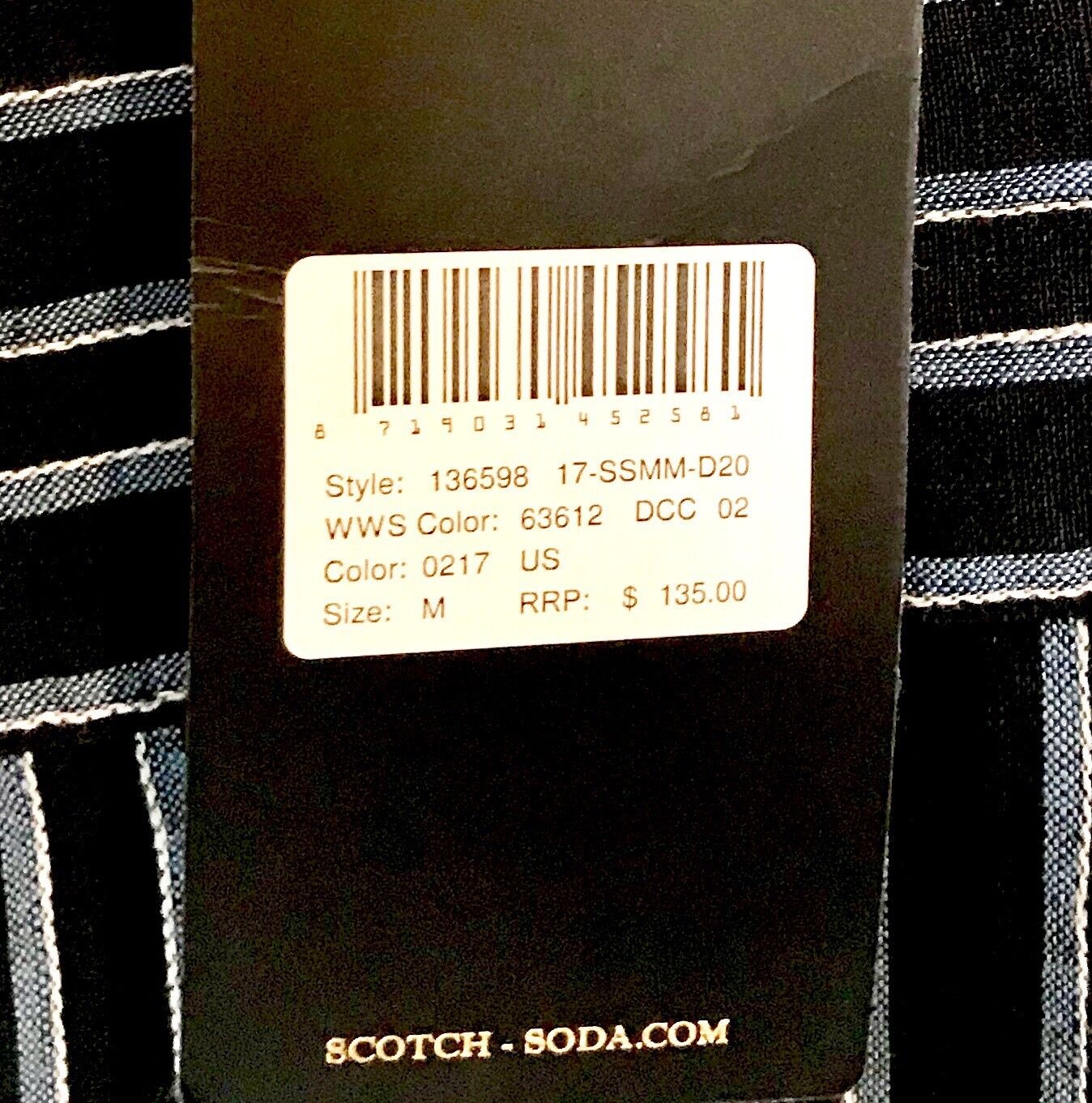 Scotch & Soda Striped LS Linen Mix Shirt. NWT Medium Retail $135 Price $78