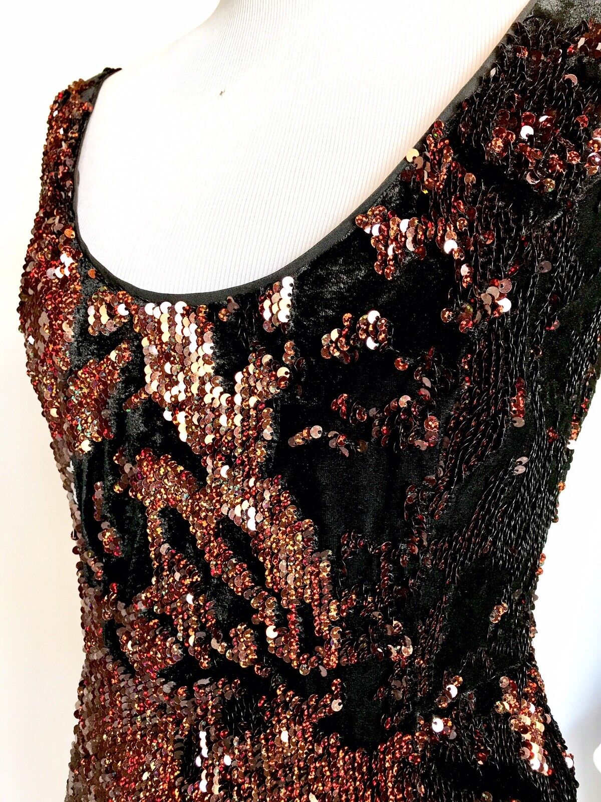 Milly Black Velvet & Copper Sequin Dress. Retail $395 Price $89 Size 2