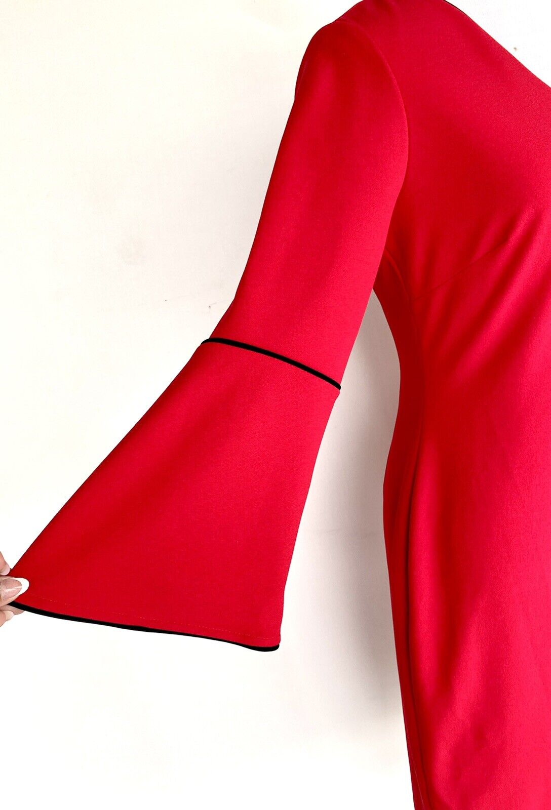 Calvin Klein Red Crepe Bell Sleeves Dress Size 2 Retail $99.50 Price $49 NWT