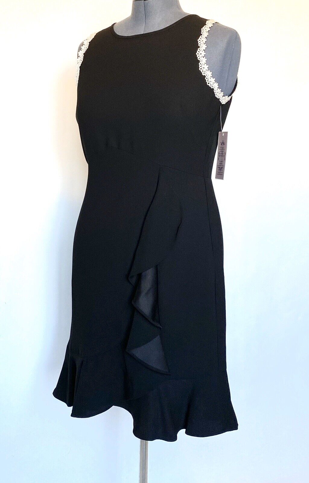 Nanette Lepore Black Ruffle Skirt Dress NWT Size 10 Retail $119 Price $59
