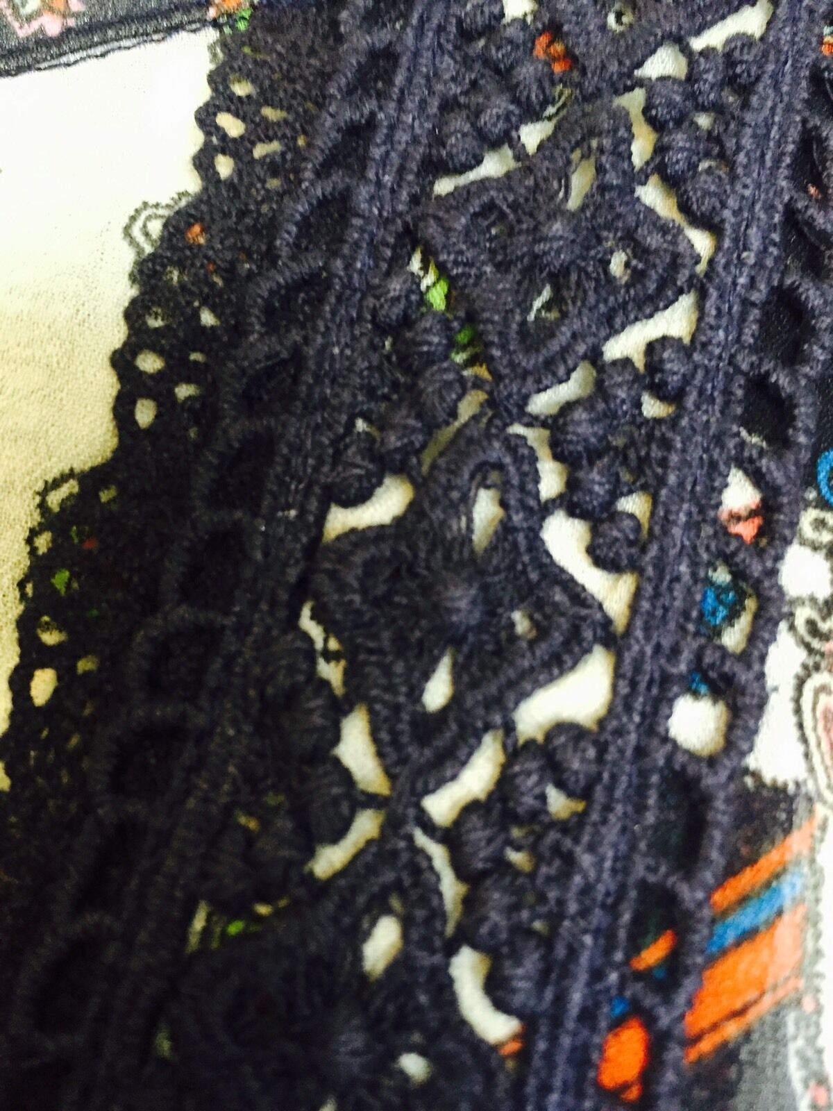 ARK & CO Boho top with Blue crochet detail. NWT Size M. Retails $78 Price $22