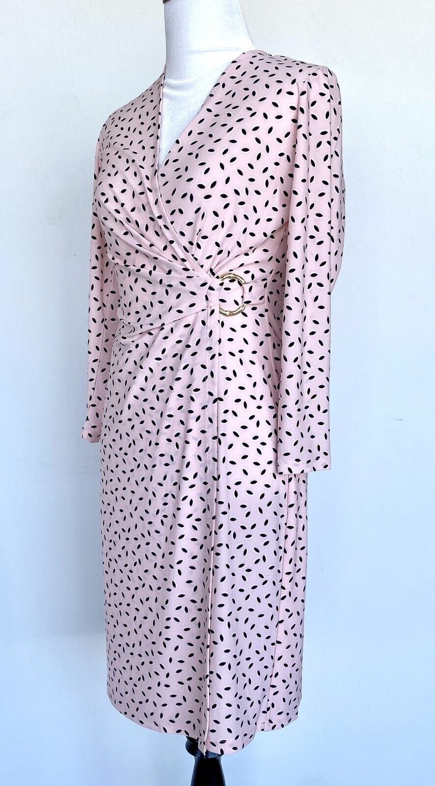 Anne Klein Pink Stretch Gold Buckle Wrap Dress Size XS Retail $119 Price $59 NWT