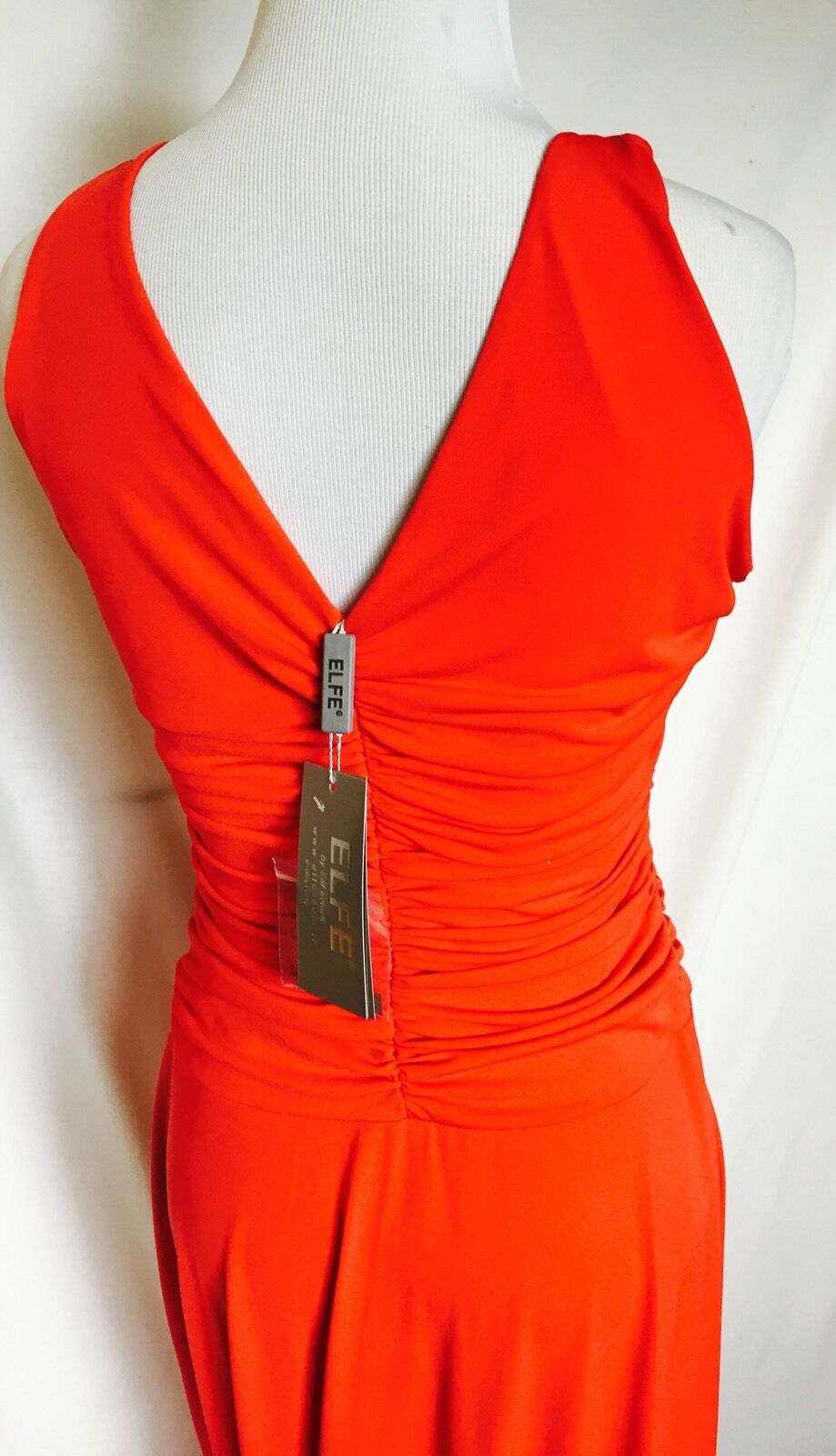 ELFE Orange Long Formal Prom DRESS.Diamante Beaded detail NWT SIZE M EURO 40 $45