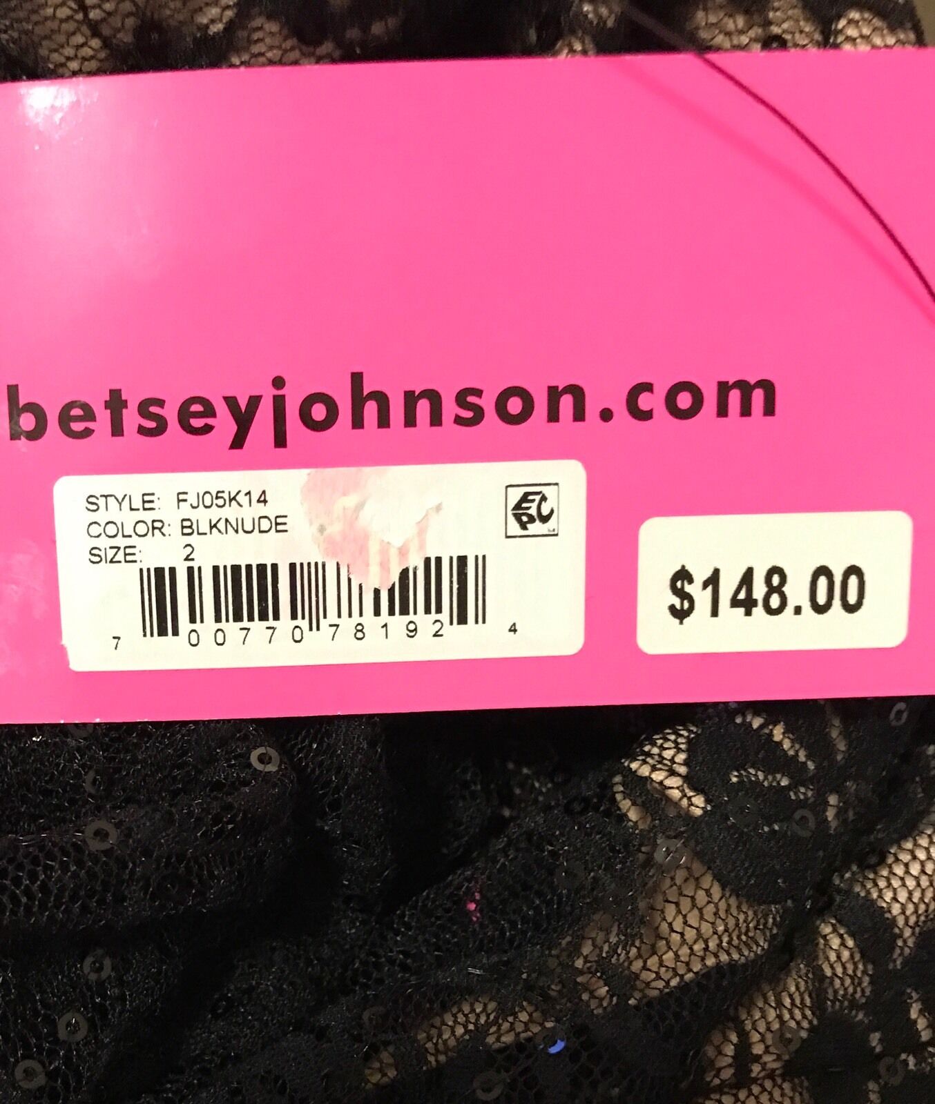 Betsey Johnson Black Lace & Nude Dress. Size 2. Retails $148 Price $52 NWT