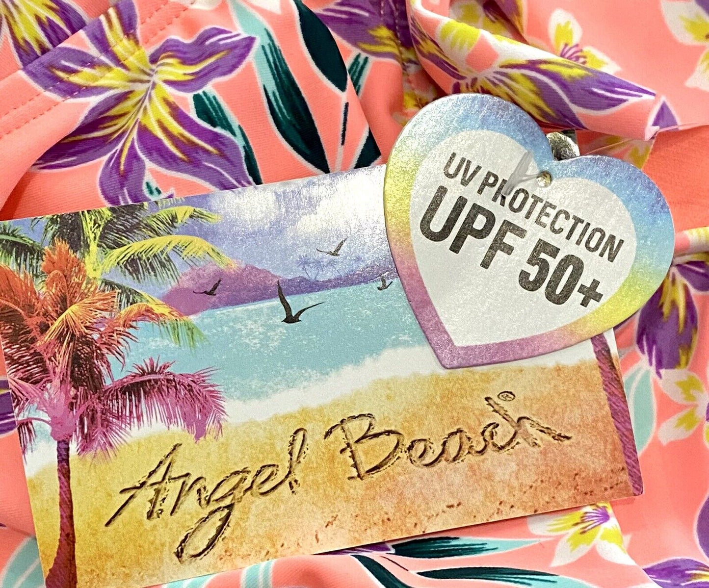 Angel Beach Coral Flounce Ruffle Swim Set Bikini Age 10 Price $24.99