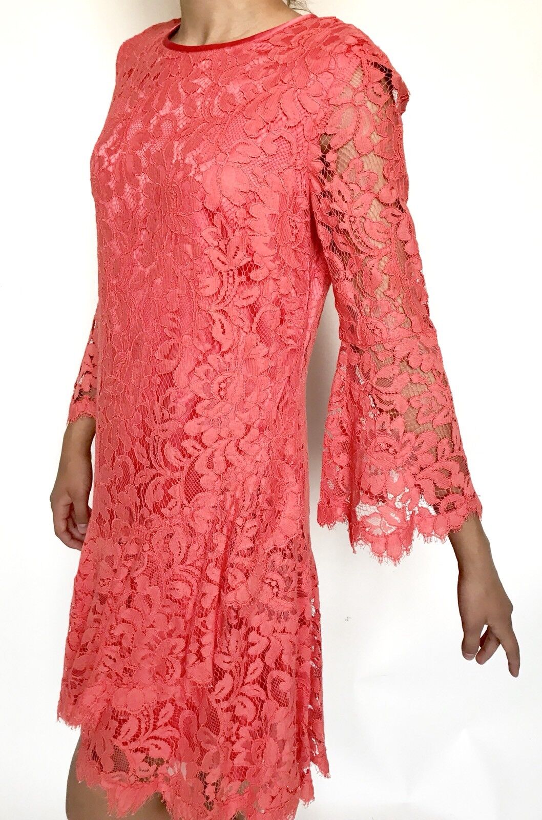 Eliza J Pink Coral Orange Lace Shift Dress NWT Retails $158 Price $69 Size 2