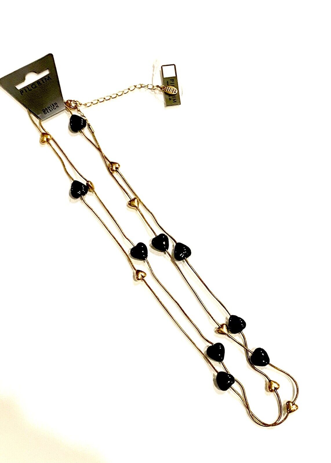 Pilgrim Jewelry 16 Carat Gold Plated Gold and black heart necklace. $15