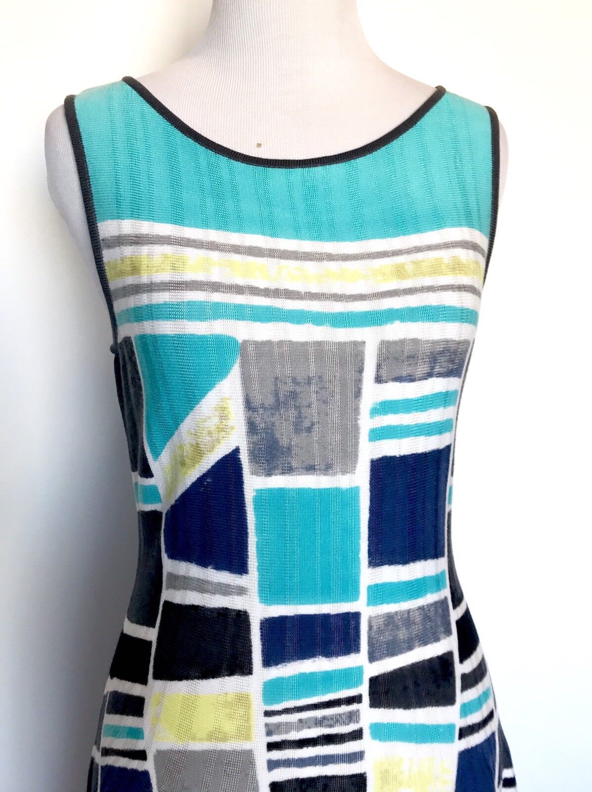 Nic + Zoe Blue Grey & White Knit Dress. NWT Petite S Retail $220 Price $79