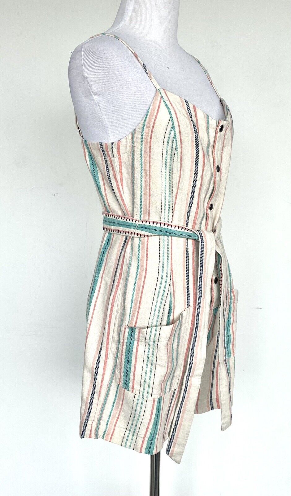 Splendid La Paz Twill Stripe Romper Retail $148 Price $59 NWT XS Linen Mix