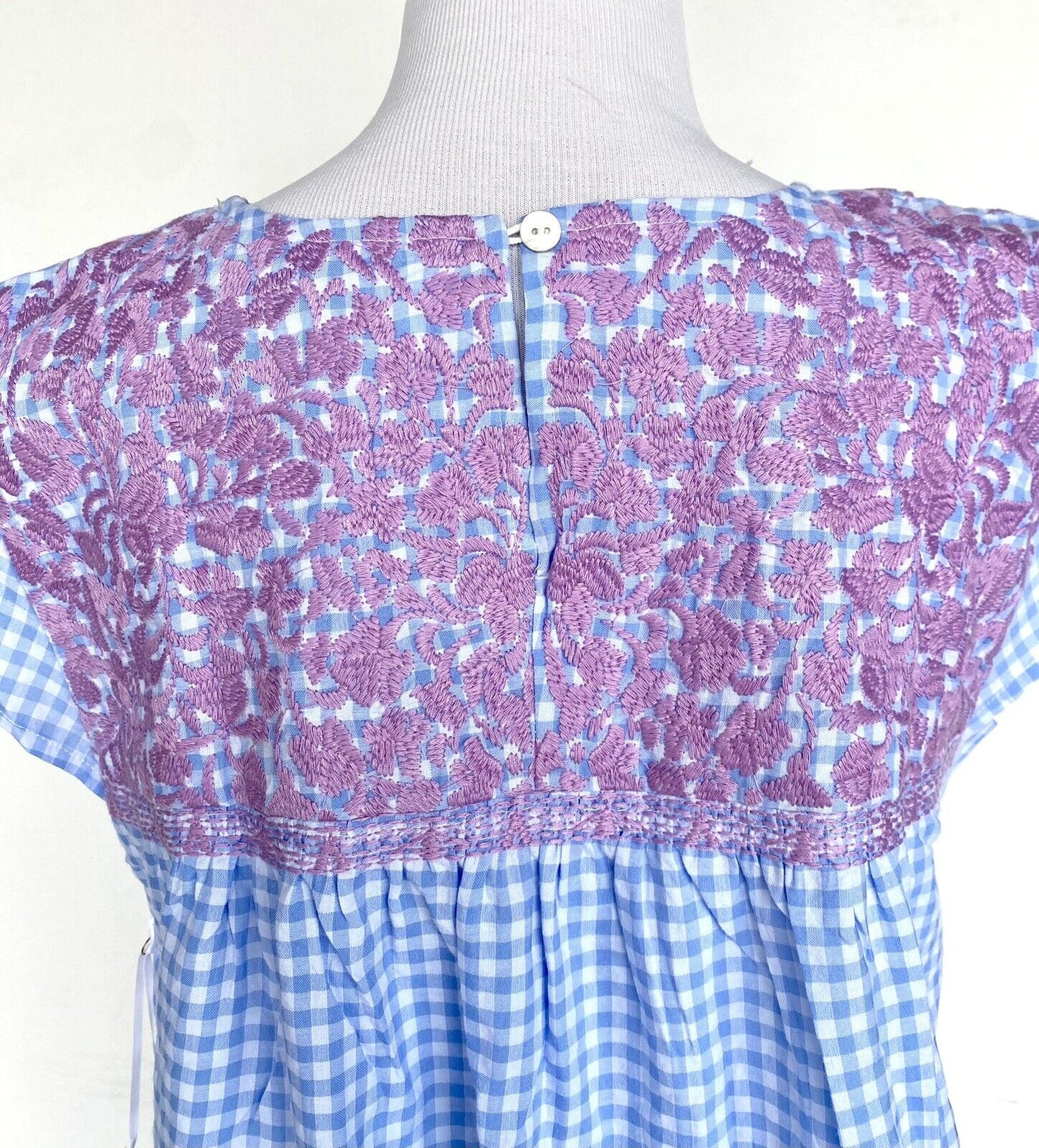 NWT J Marie embroidered blue Gingham Dress size XS Retail $114 Price $65 Blue