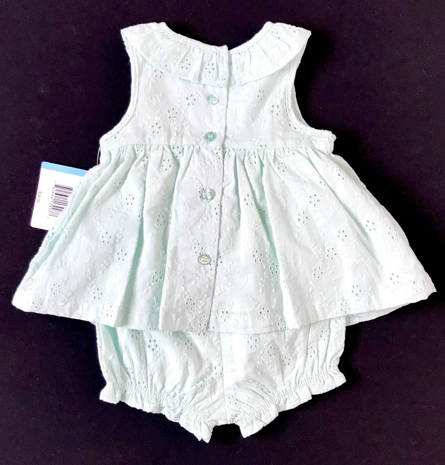 Little Me 2 Pc Mint Sunsuit Dress. Eyelet Smocking. 6 M NWTRetail $36  Price $22