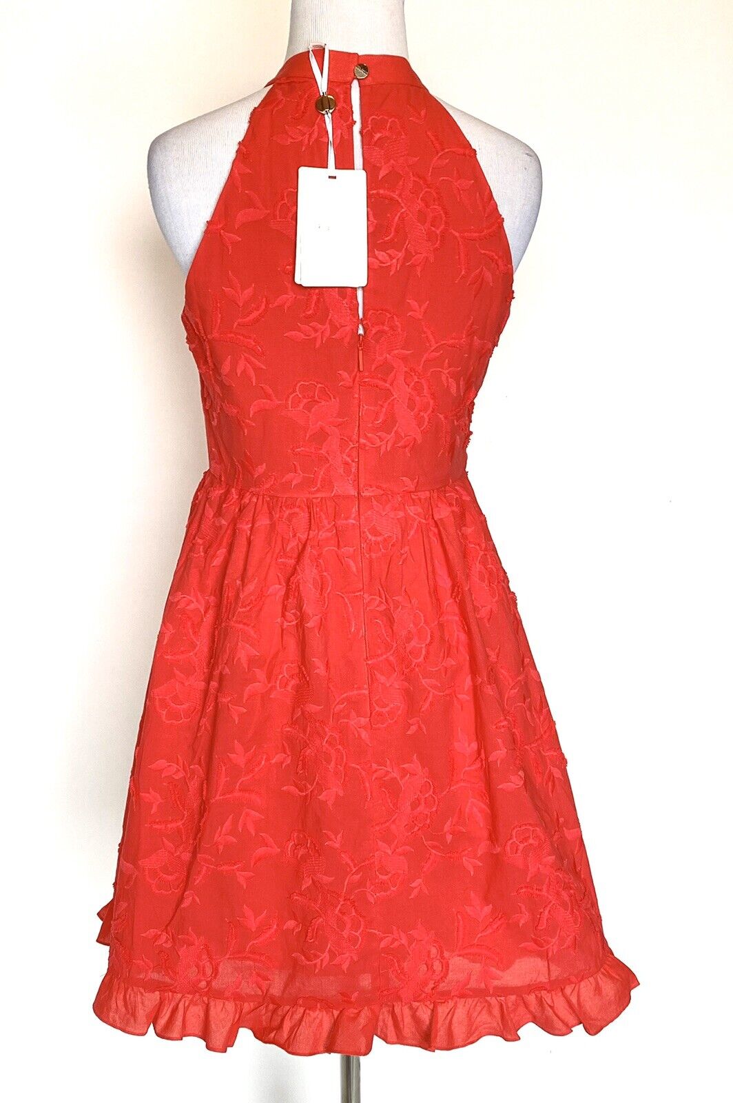 Ted Baker Halterneck Frill Embroidered Dress 1 (US 0-2)Retail $349 Price $115
