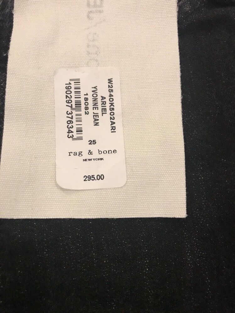 Rag & Bone Ariel Yvonne Lace Up Jeans. Sz 25 Retail $295 Price $124 NWT Black