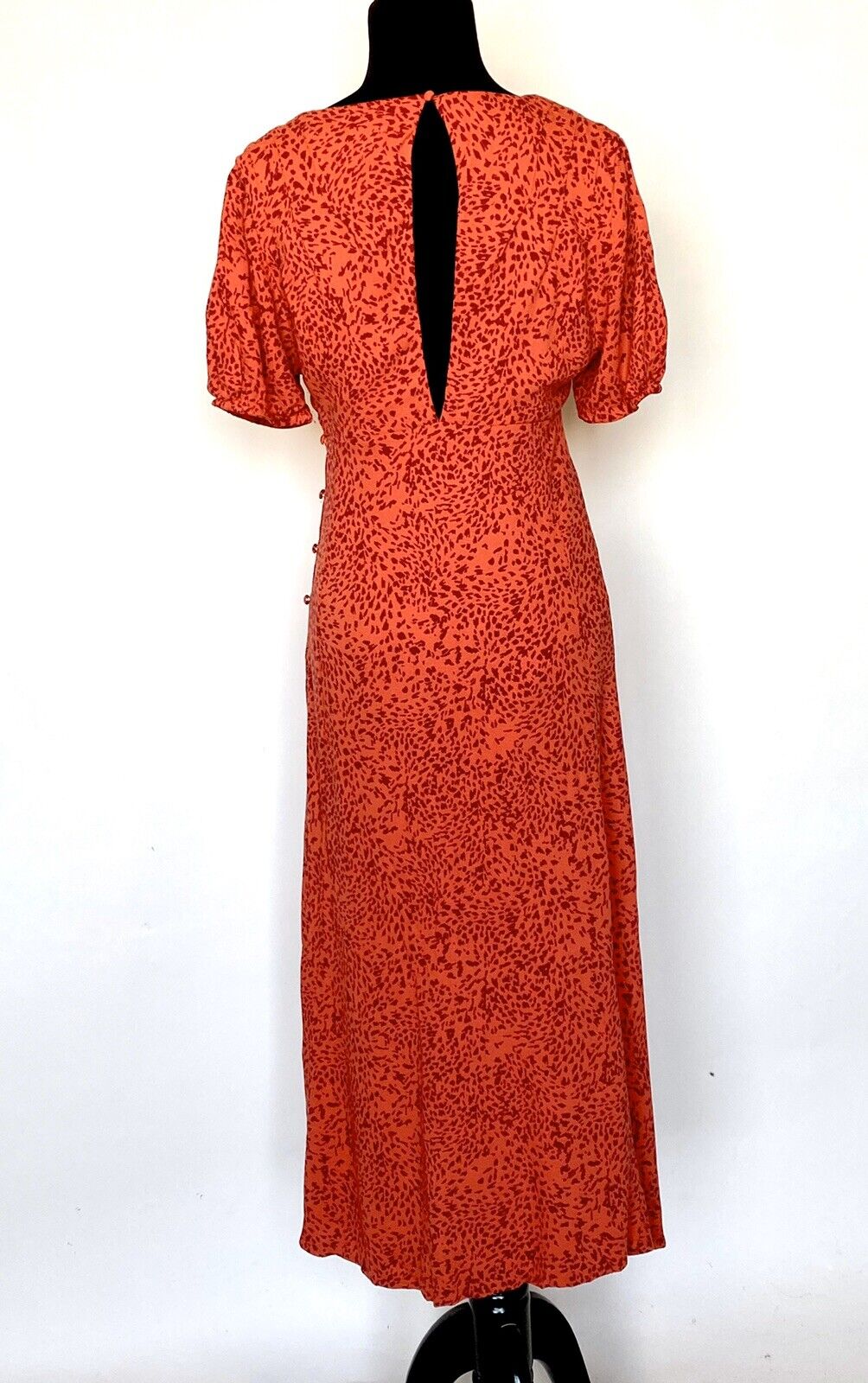 Free People Flame Red Boho Midi Dress Leopard Sz 0 Retail $168 Price $89 NWT
