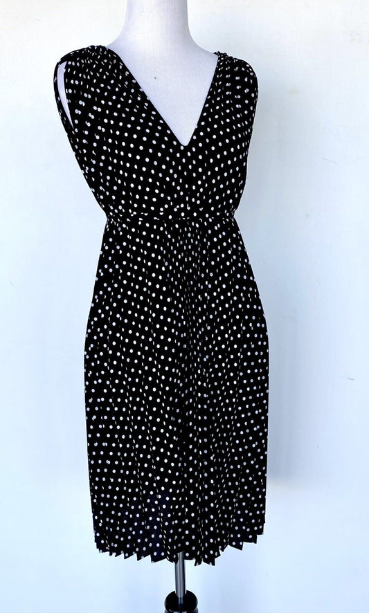 Max Studio Polka Dot Pleated Dress Sleeveless Size S Retails $148 Price $52  NWT