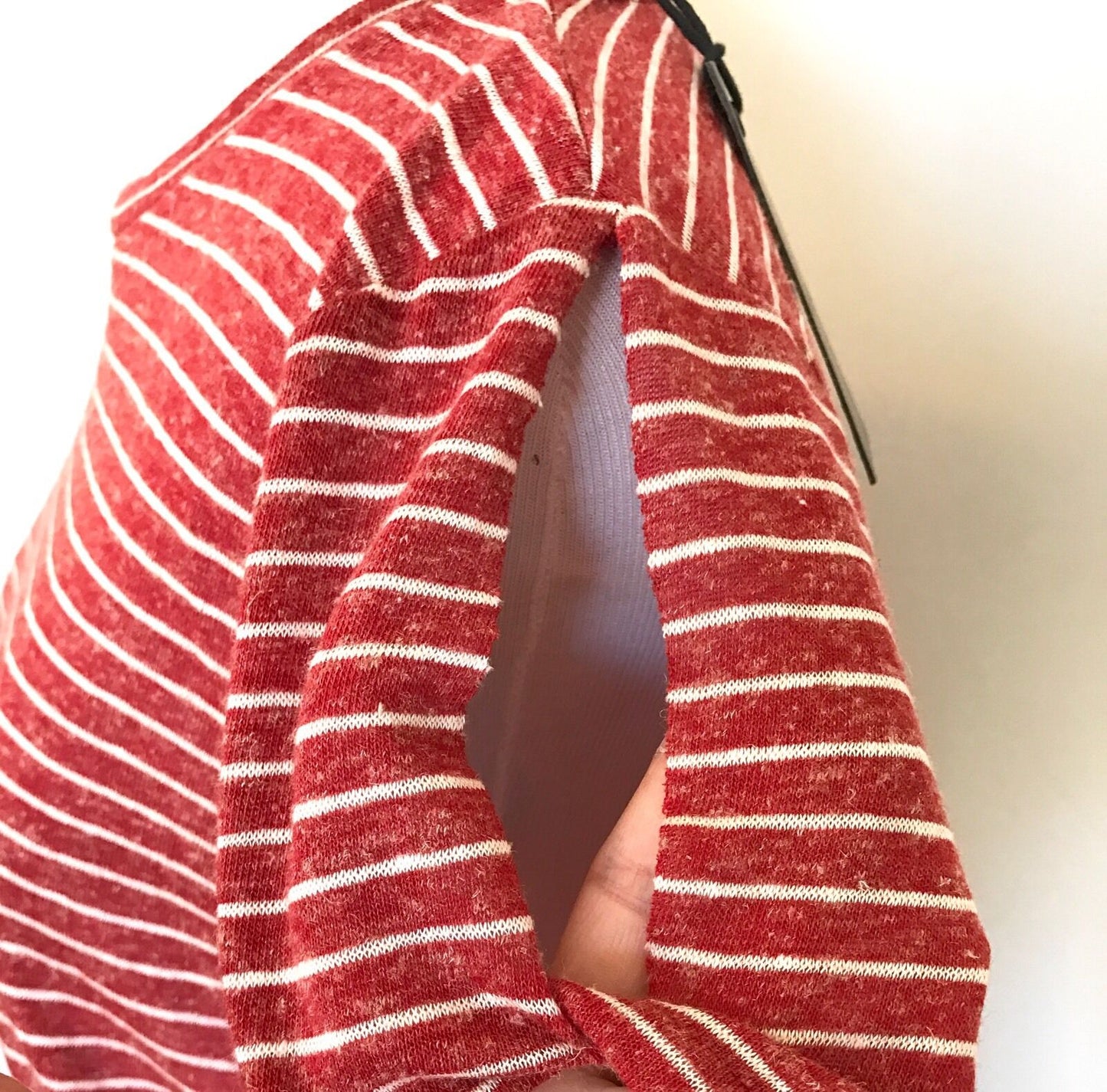 AllSaints Mazzy Red Stripe Linen Mix Tee NWT Retail $65 Price $35 Size M