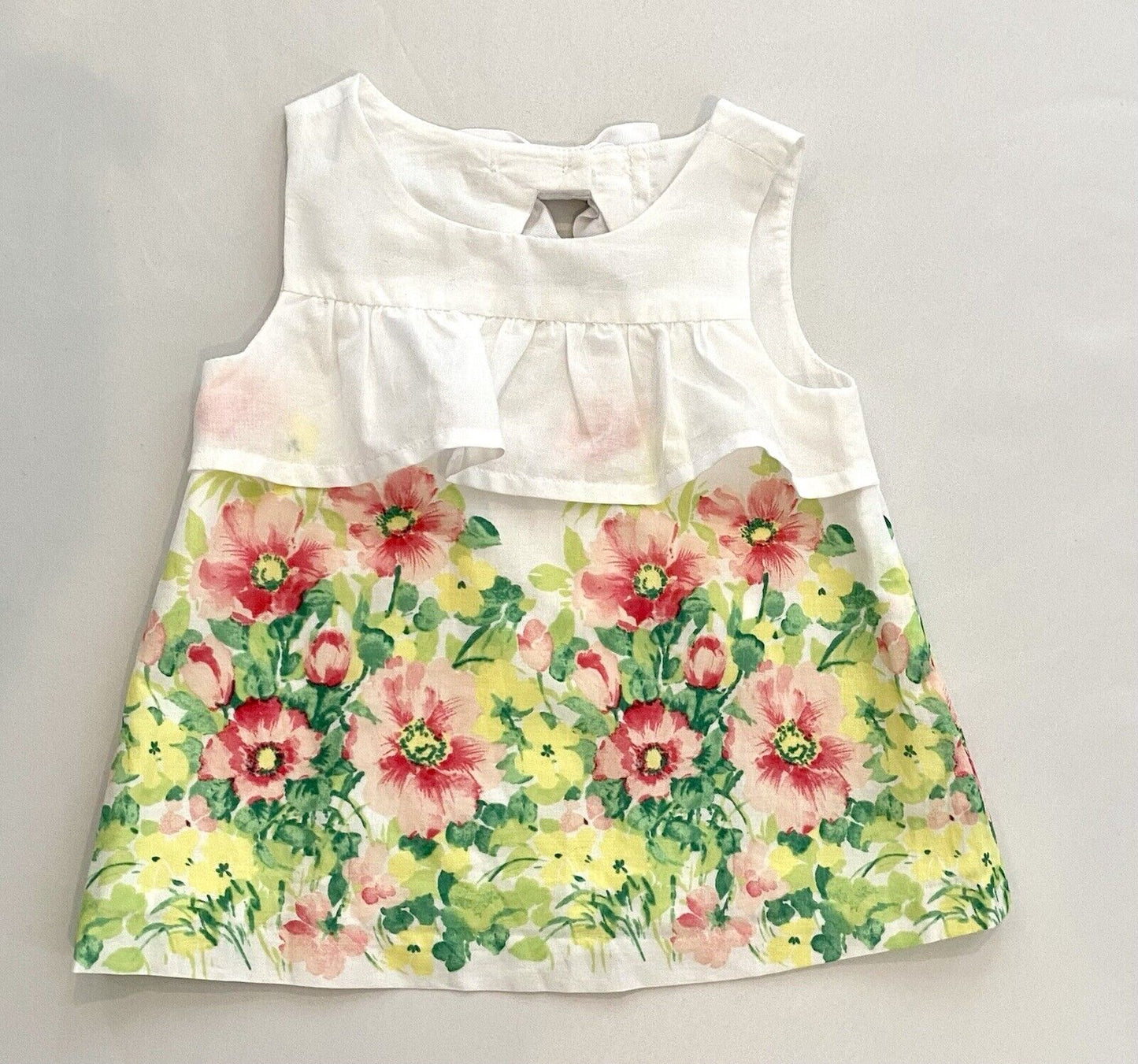 Janie And Jack White Floral Top 12-18 M NWT $29 Keyhole Back Bow
