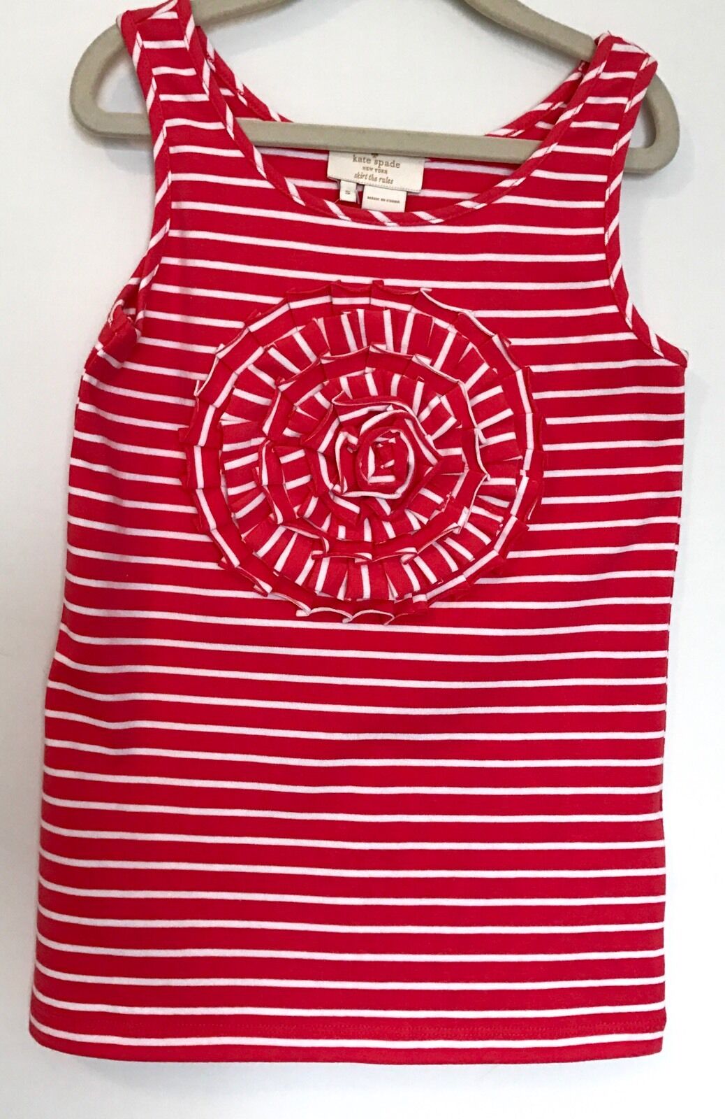 Kate Spade Red & White Rosette Vest Top.NWT Retail $38 Price $20 Age 7-8 / Small