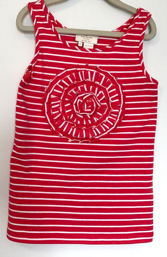 Kate Spade Red & White Rosette Vest Top.NWT Retail $38 Price $20 Age 7-8 / Small