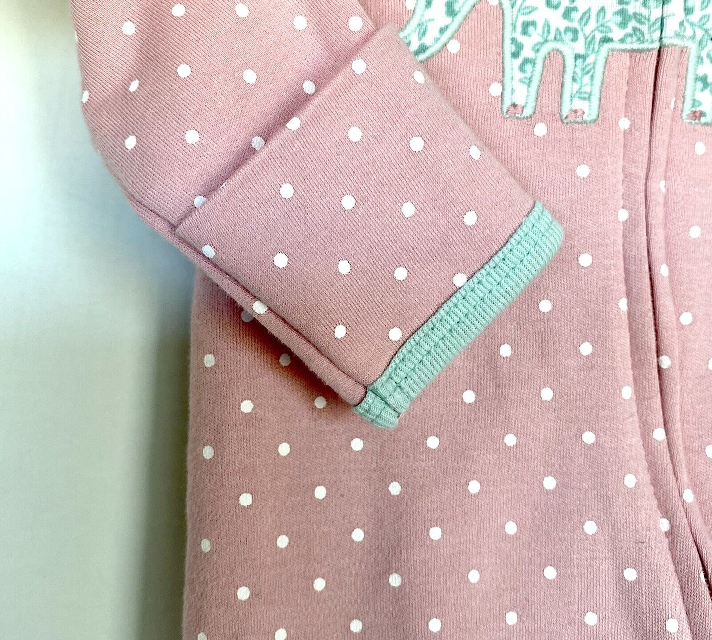 Carters Pink Spot Cotton Appliqué Elephant Baby Sleeper Footie Pjs NB Price $16
