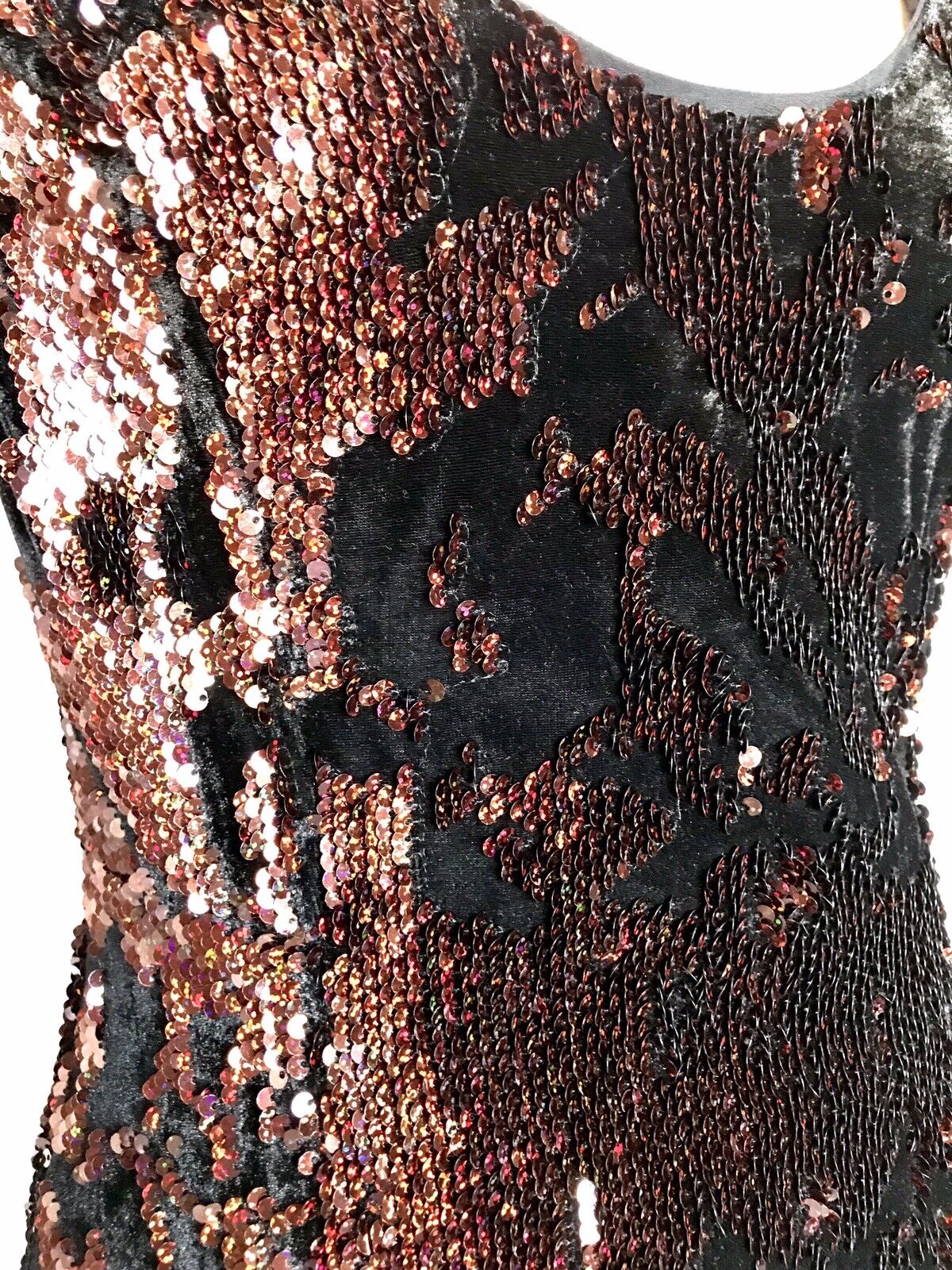 Milly Black Velvet & Copper Sequin Dress. Retail $395 Price $89 Size 2