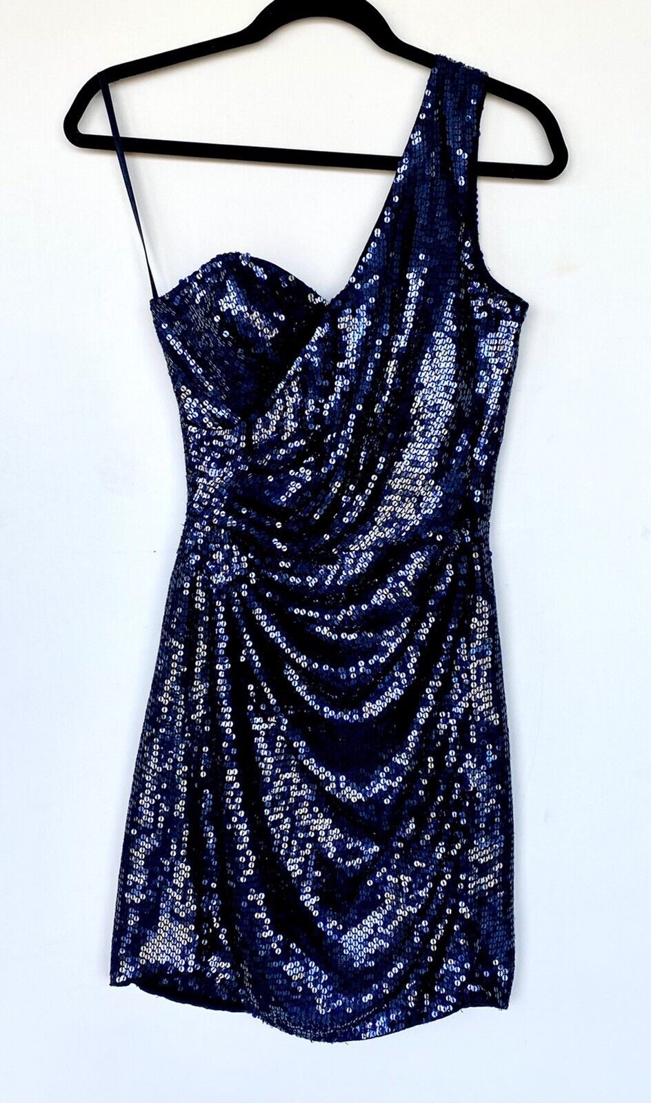 Parker Blue Sequin Cocktail One Shoulder Dress XS Retail $498 Price $128 NWT