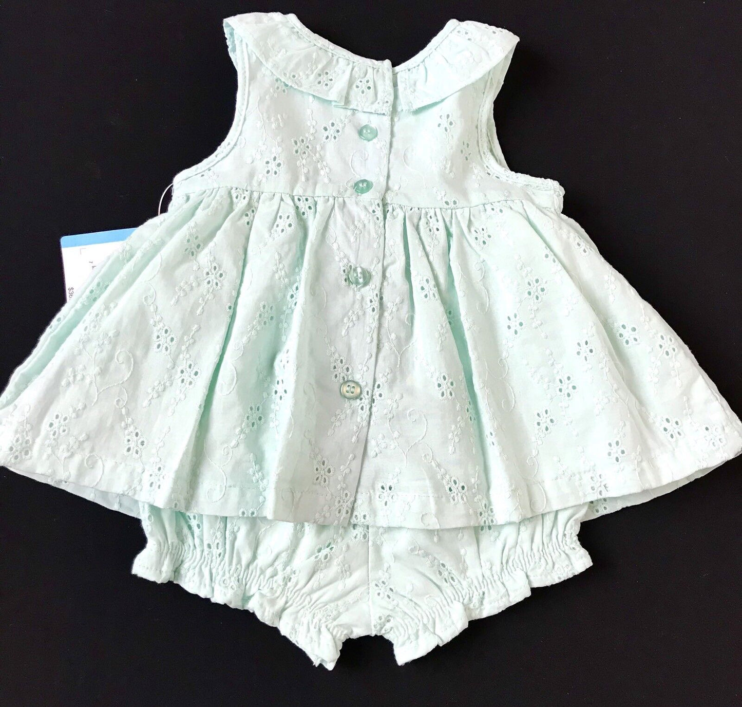 Little Me 2 Pc Mint Sunsuit Dress. Eyelet Smocking. 6 M NWTRetail $36  Price $22